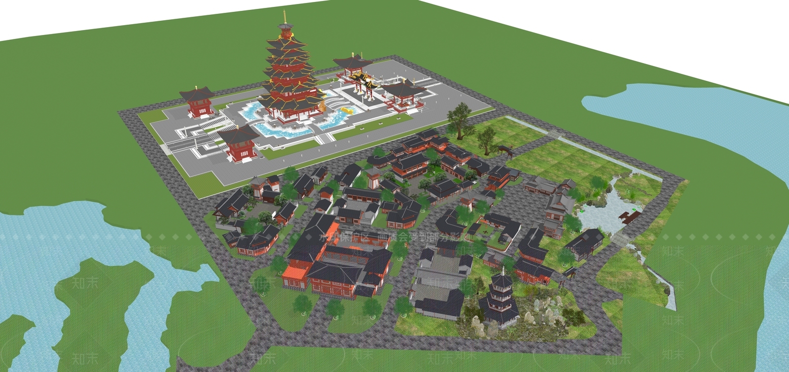 中古复古古建筑SU模型下载【ID:1184650675】