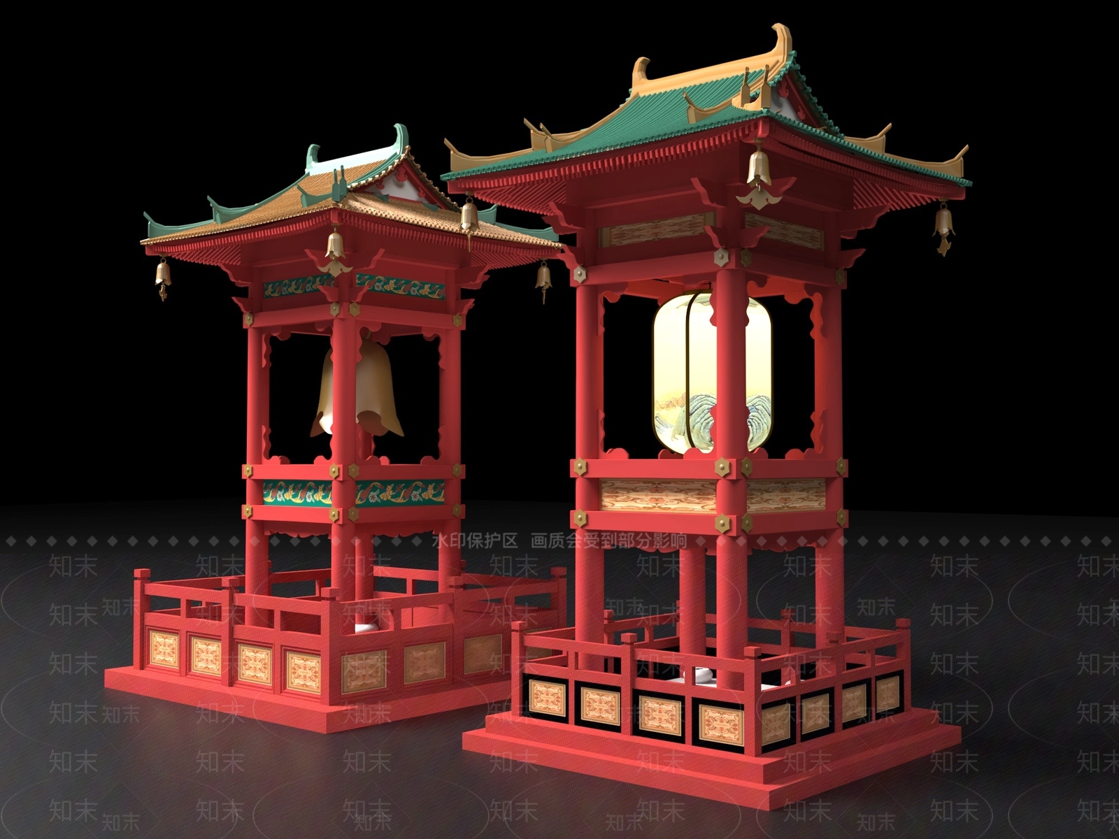 新中式牌楼牌坊3D模型渲染效果图