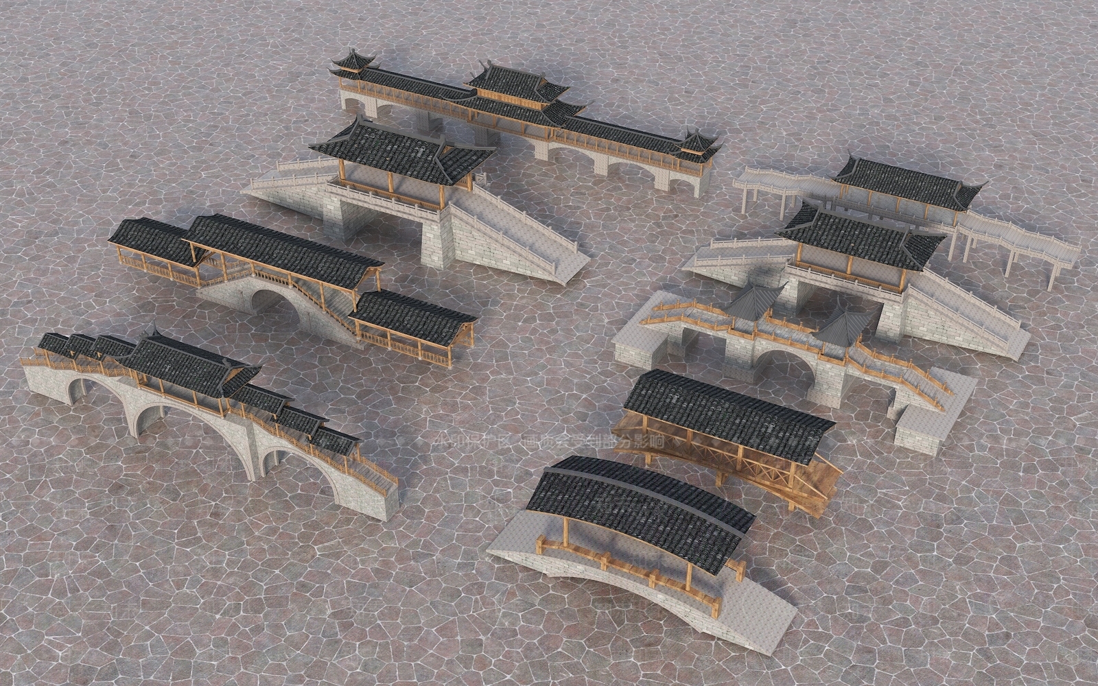 中式景观桥SU模型下载【ID:1184657992】