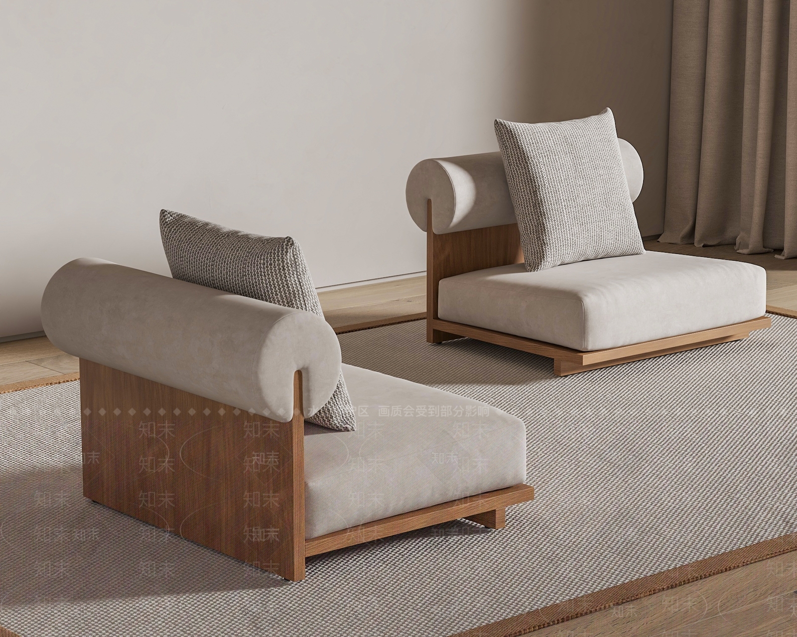 日式侘寂其他凳子3D模型下载【ID:1184664517】