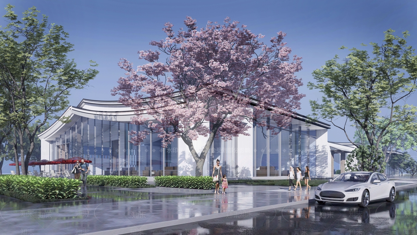 新中式风格建筑SU模型下载【ID:1184673372】