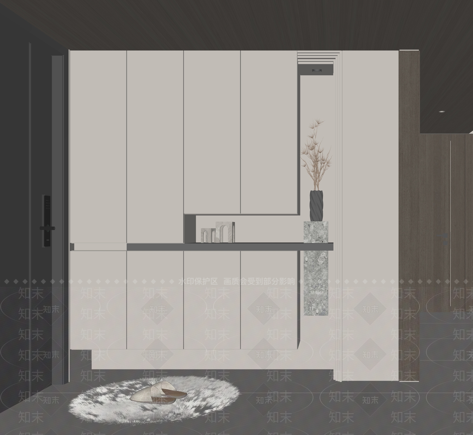 现代鞋柜SU模型下载【ID:1184675587】