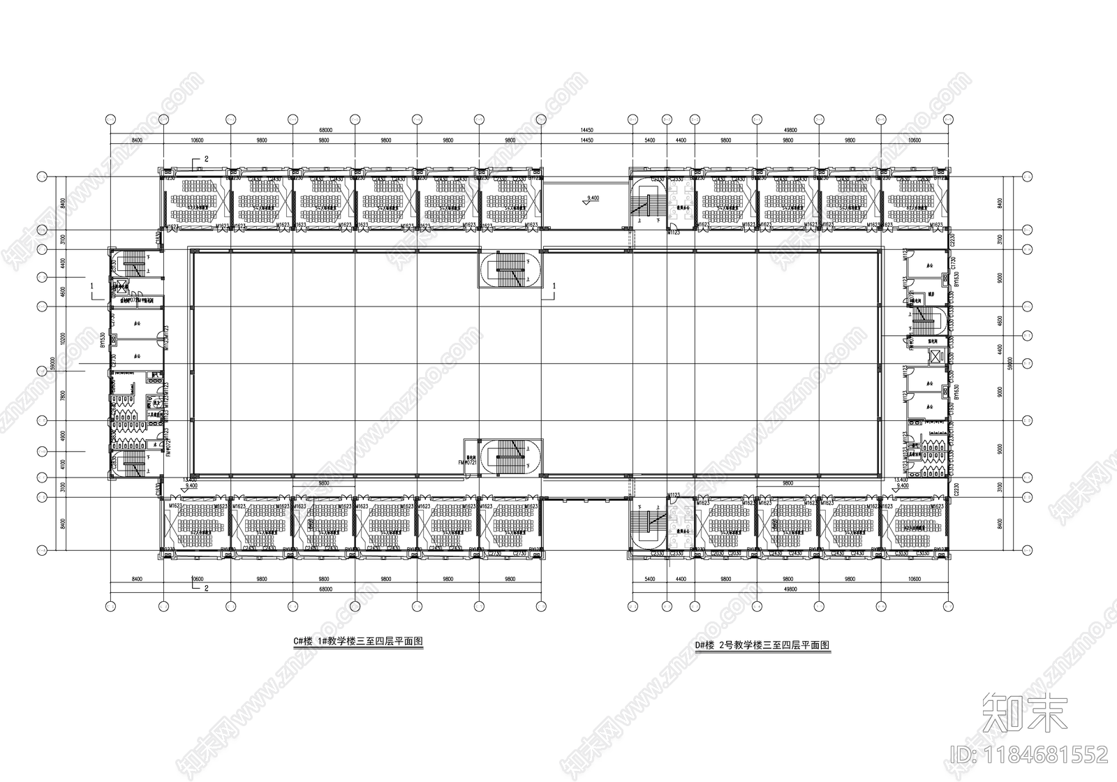 法式现代学校建筑cad施工图下载【ID:1184681552】
