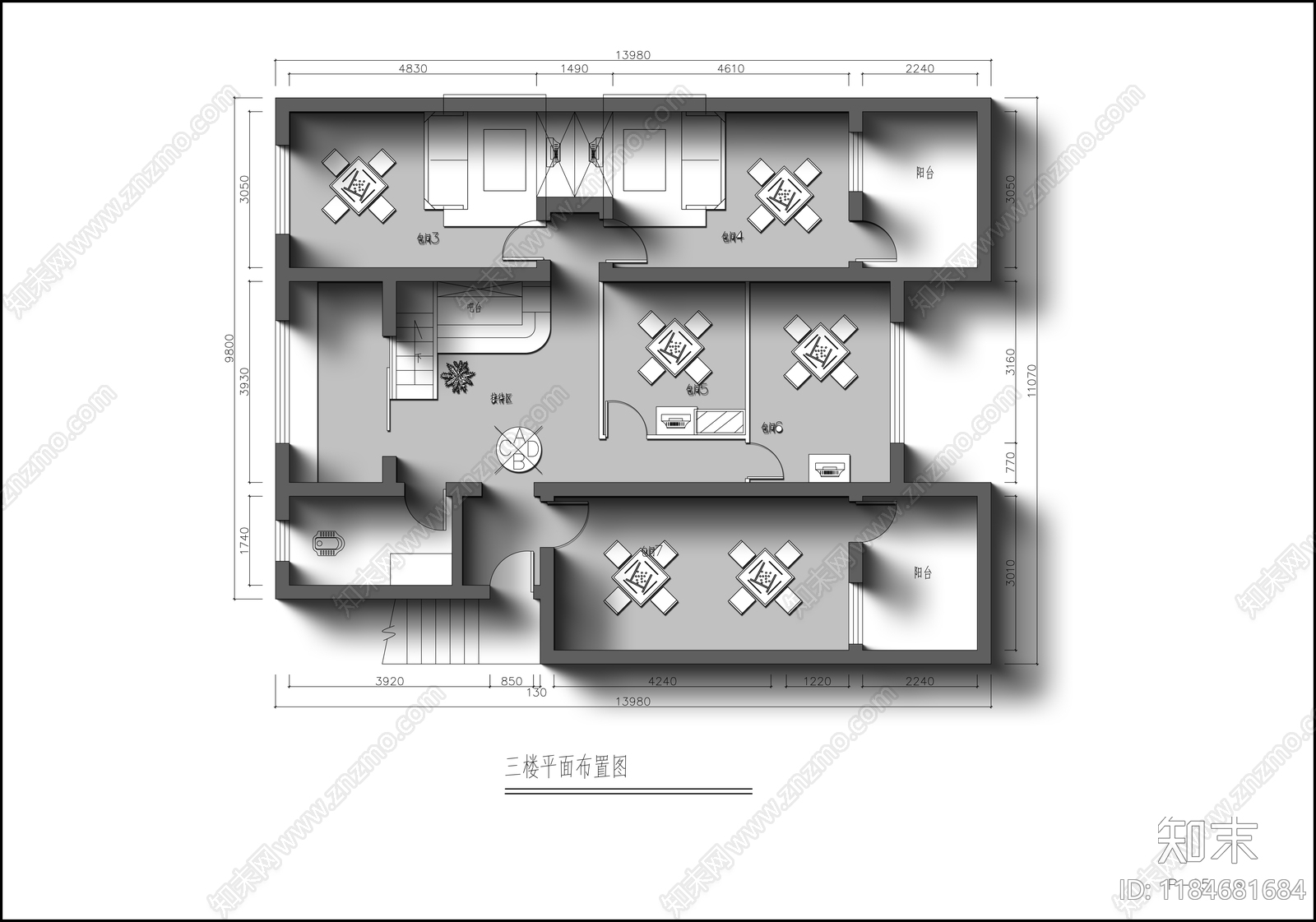 现代棋牌室cad施工图下载【ID:1184681684】
