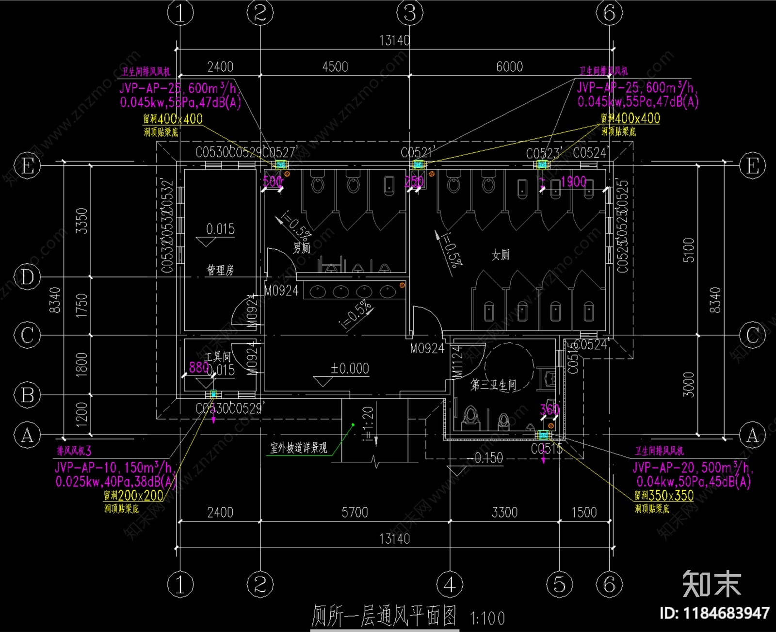 现代公厕cad施工图下载【ID:1184683947】