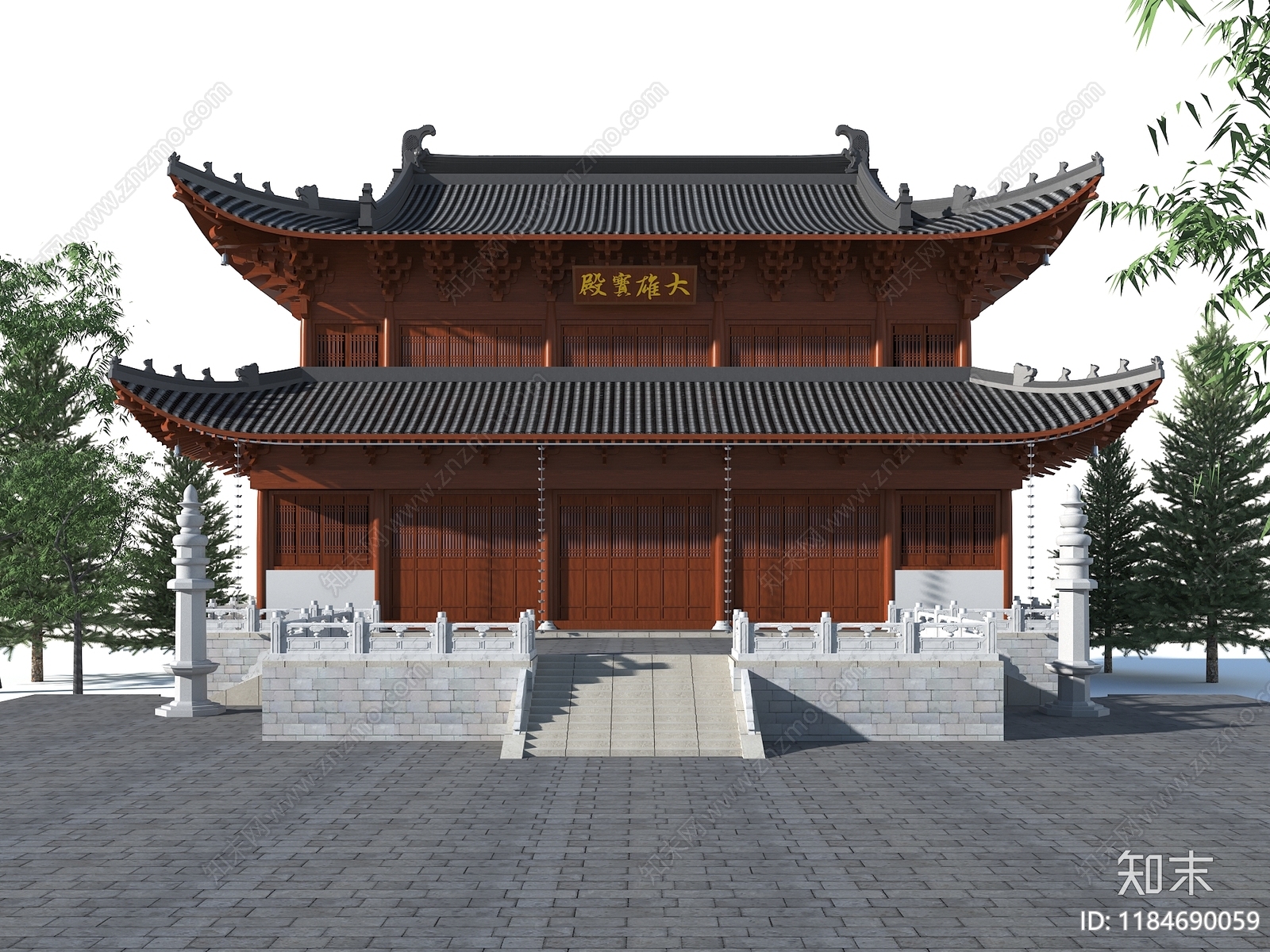 新中式中式古建3D模型下载【ID:1184690059】