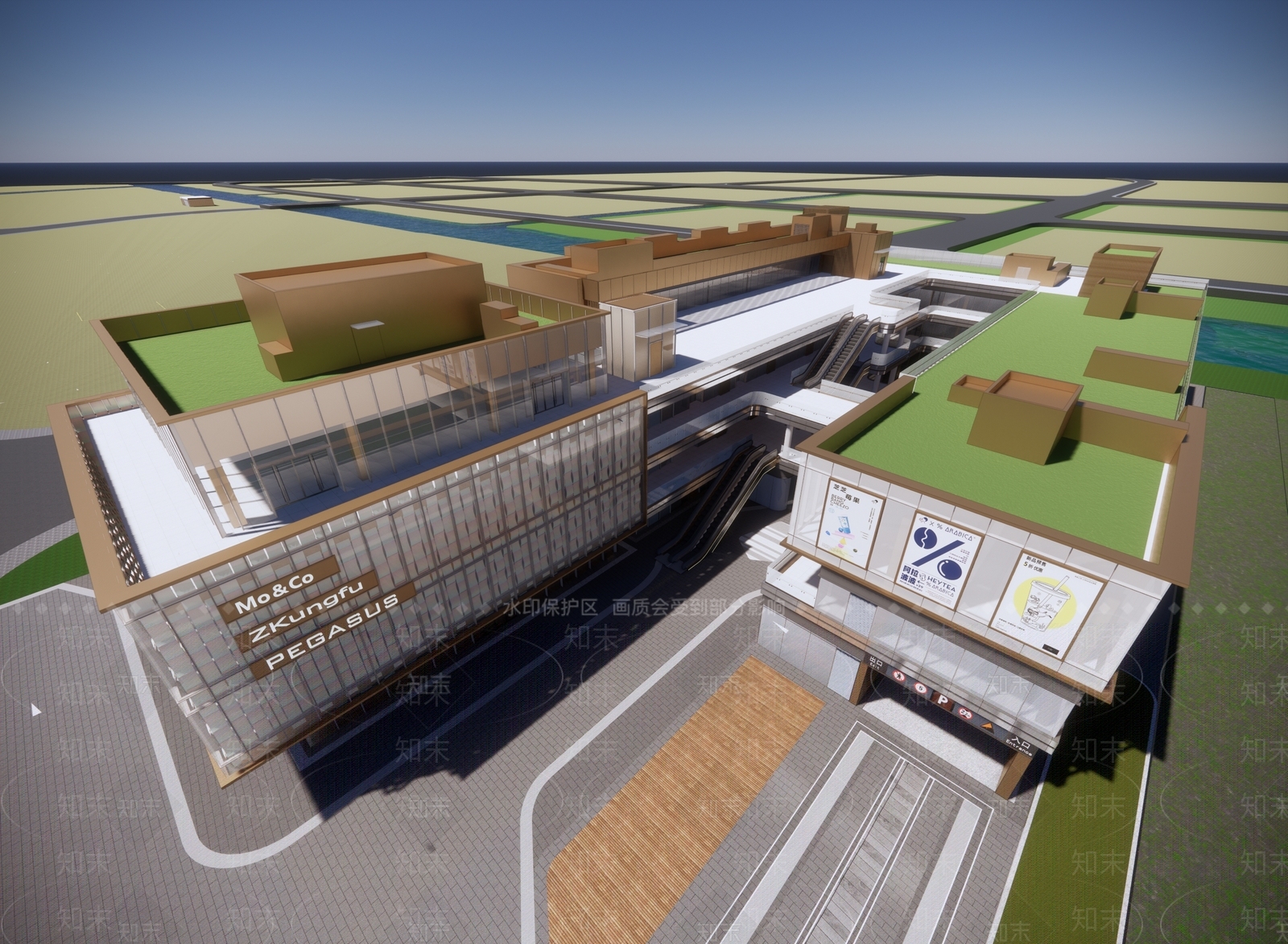 现代商场建筑SU模型下载【ID:1184692469】