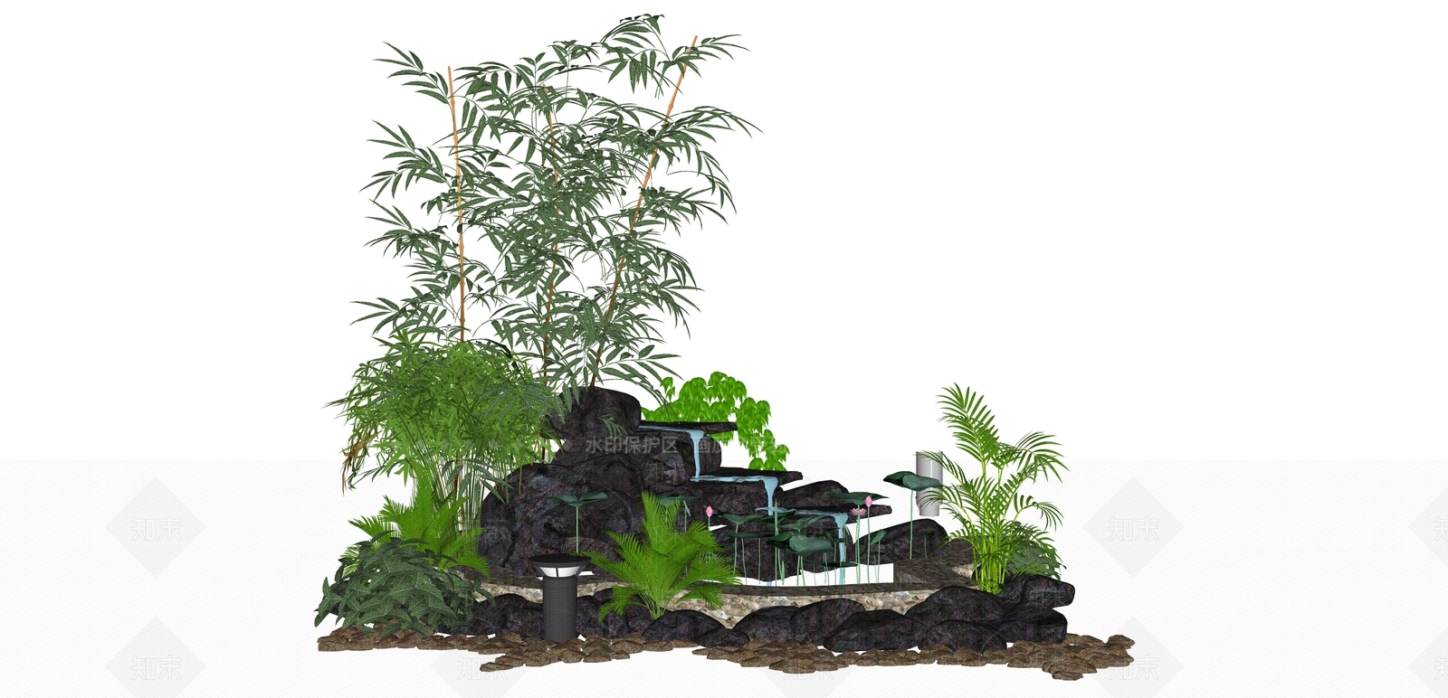 新中式假山SU模型下载【ID:1184696469】