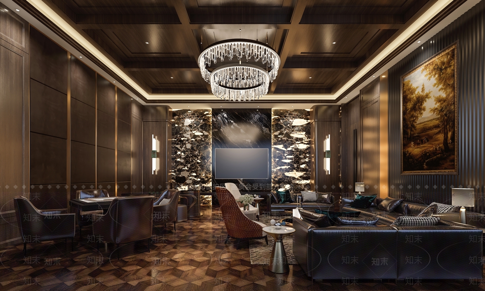 轻奢复古酒吧3D模型下载【ID:1184702600】