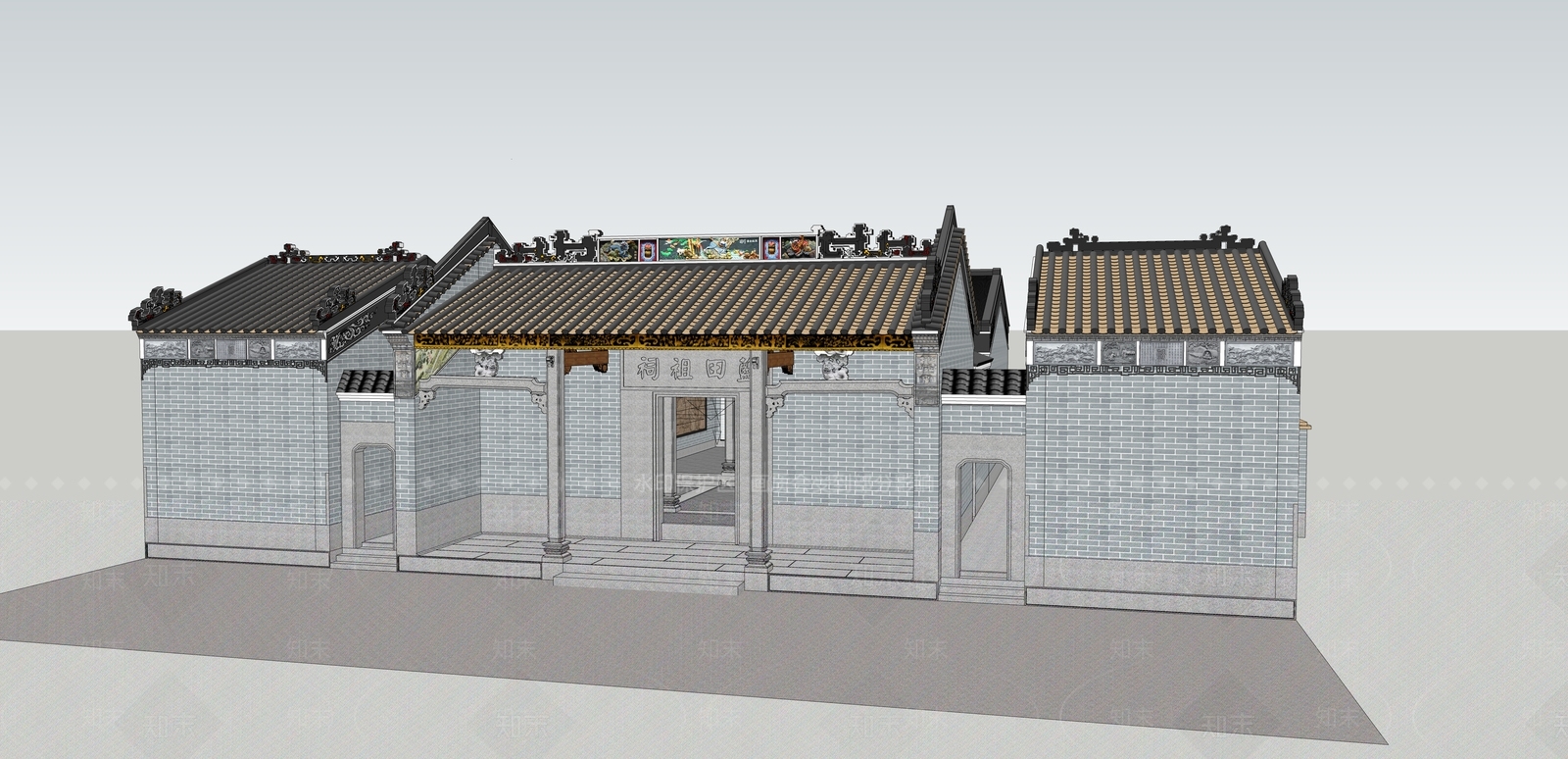 新中式其他文化空间SU模型下载【ID:1184707470】