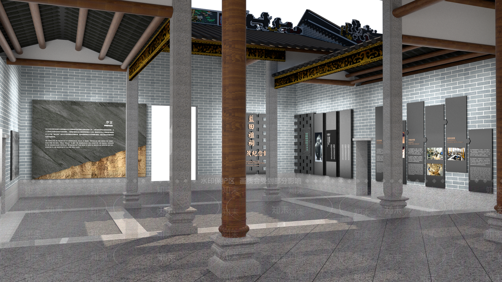 新中式其他文化空间SU模型下载【ID:1184707470】