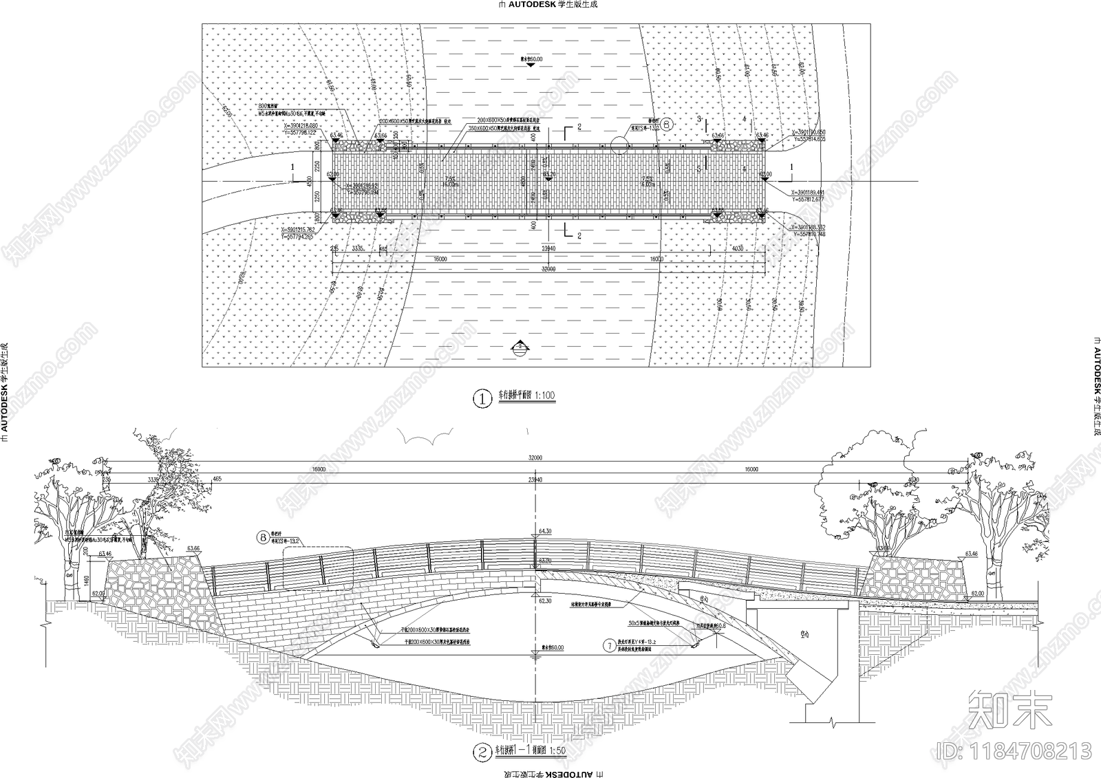 现代景观桥施工图下载【ID:1184708213】