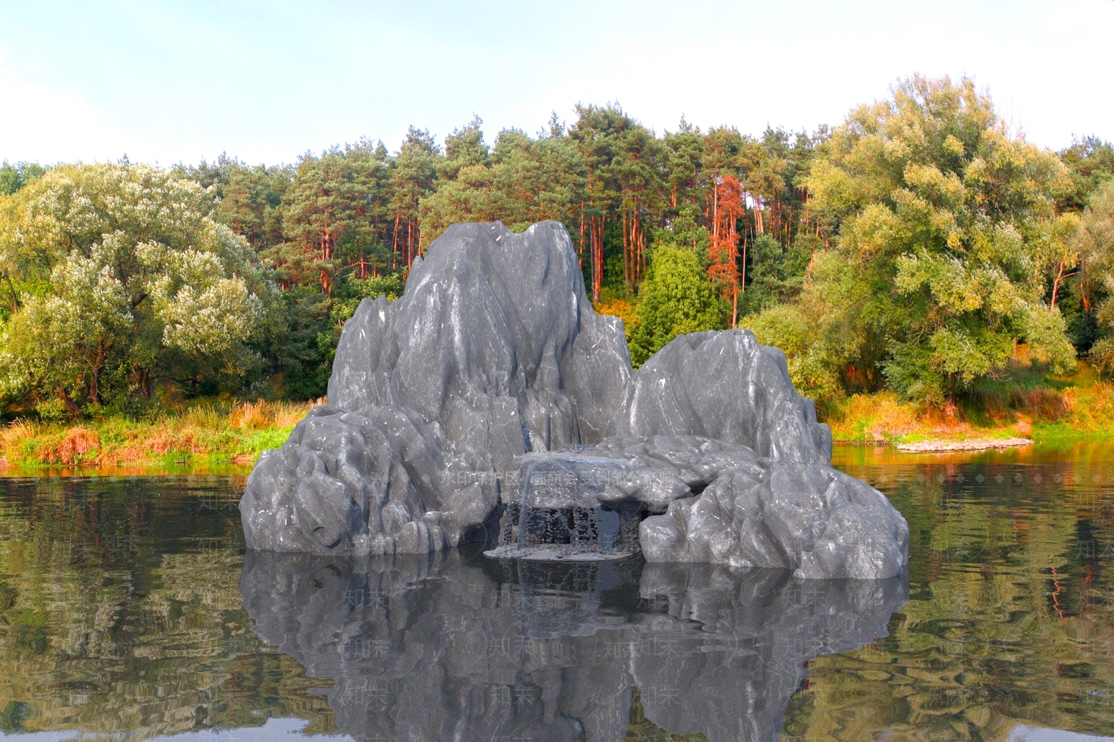 现代假山水景3D模型下载【ID:1184711177】