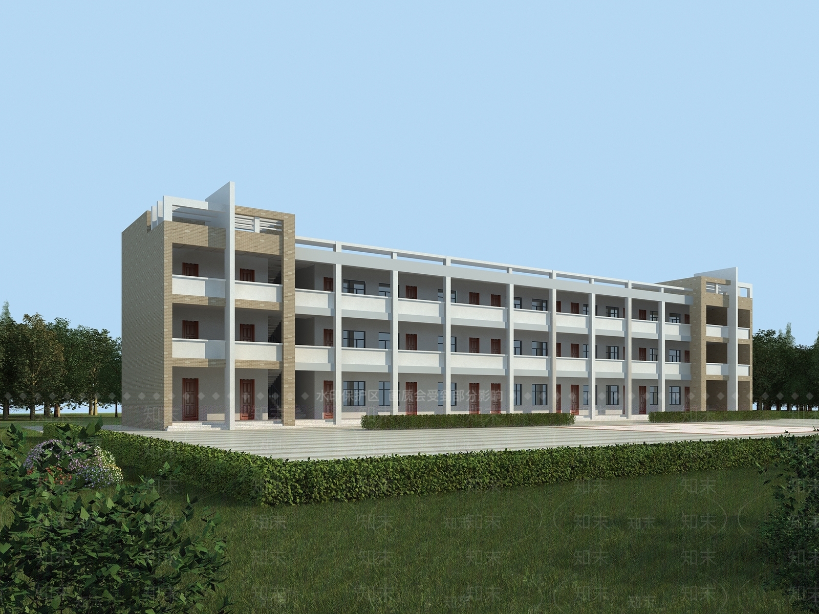 现代学校外观3D模型下载【ID:1184712489】