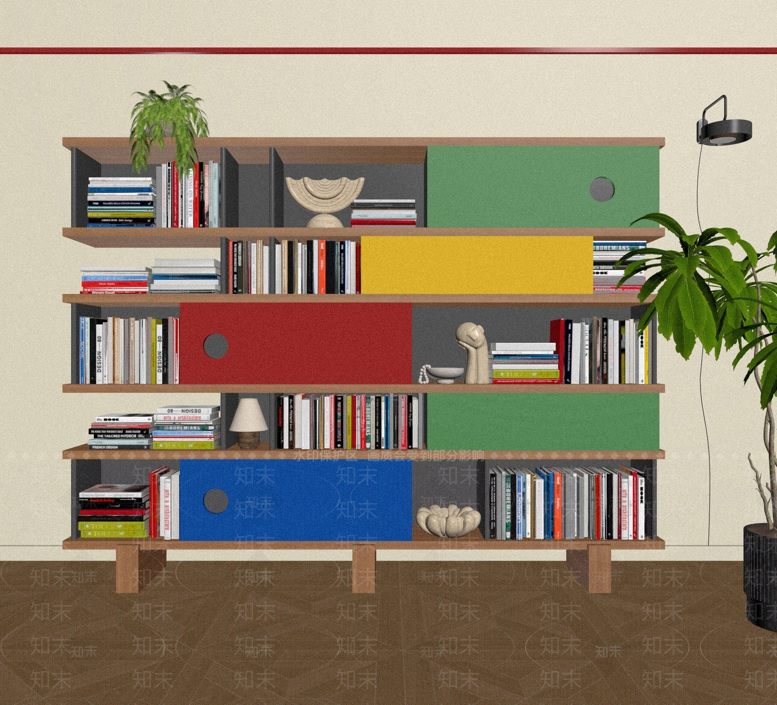 现代书柜3D模型下载【ID:1184712836】