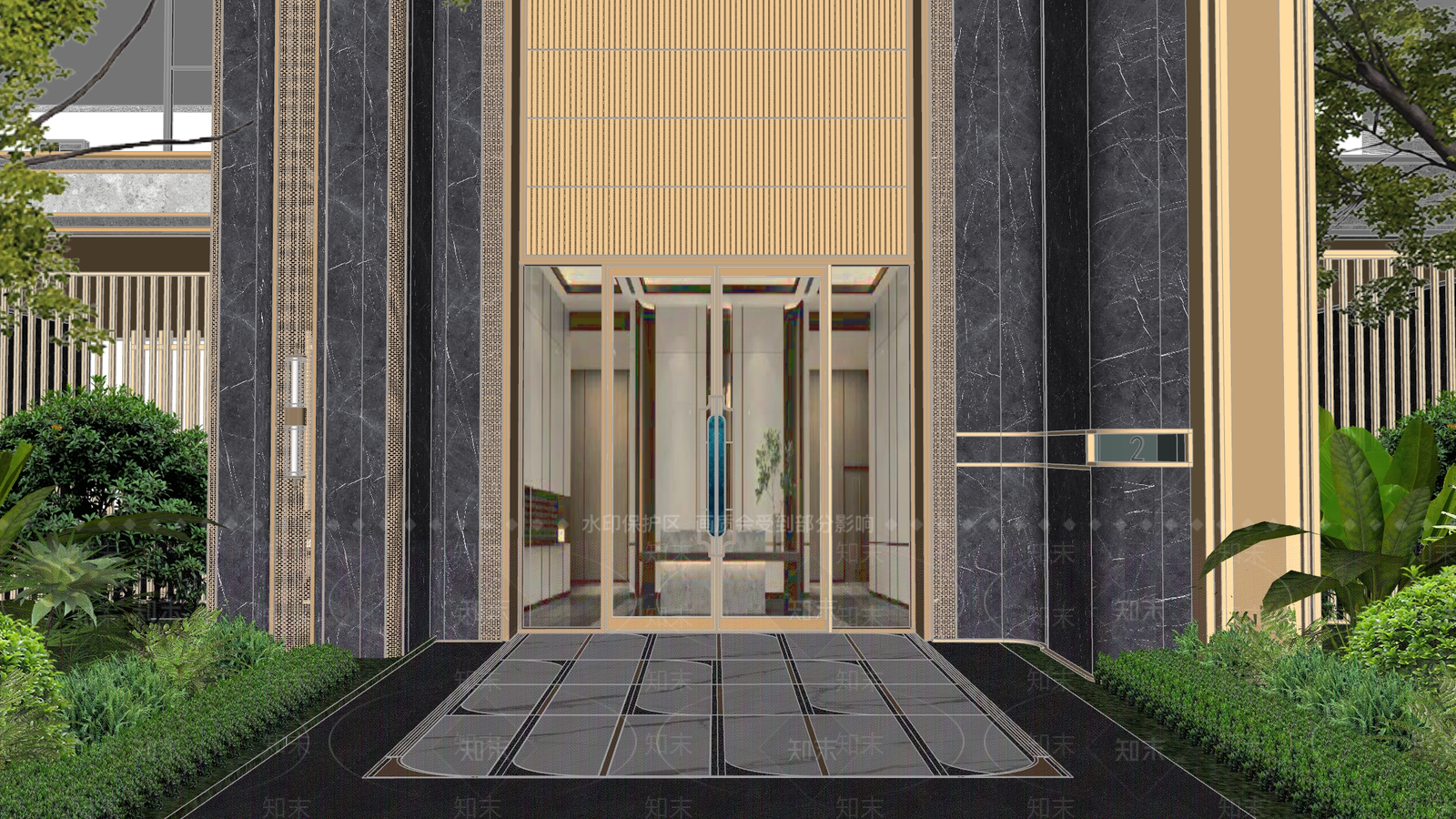 现代轻奢小区景观SU模型下载【ID:1184714733】