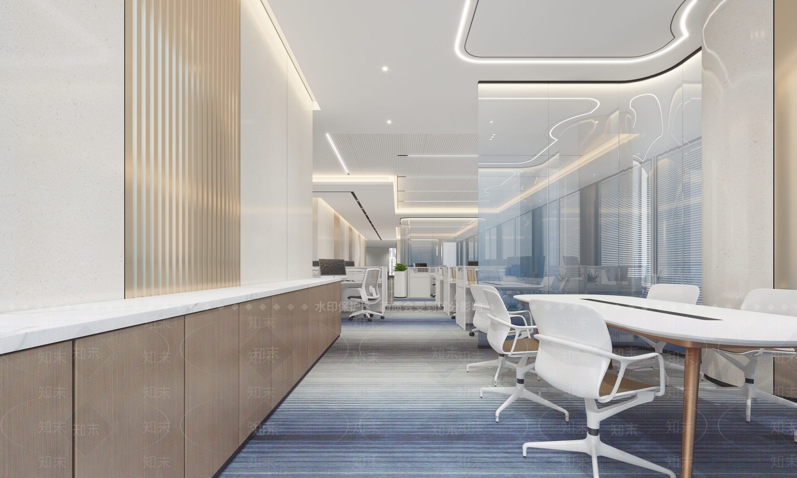 现代简约办公大厅3D模型下载【ID:1184716756】