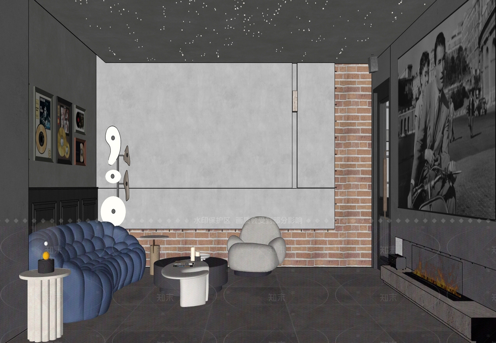 美式复古会所SU模型下载【ID:1184723554】