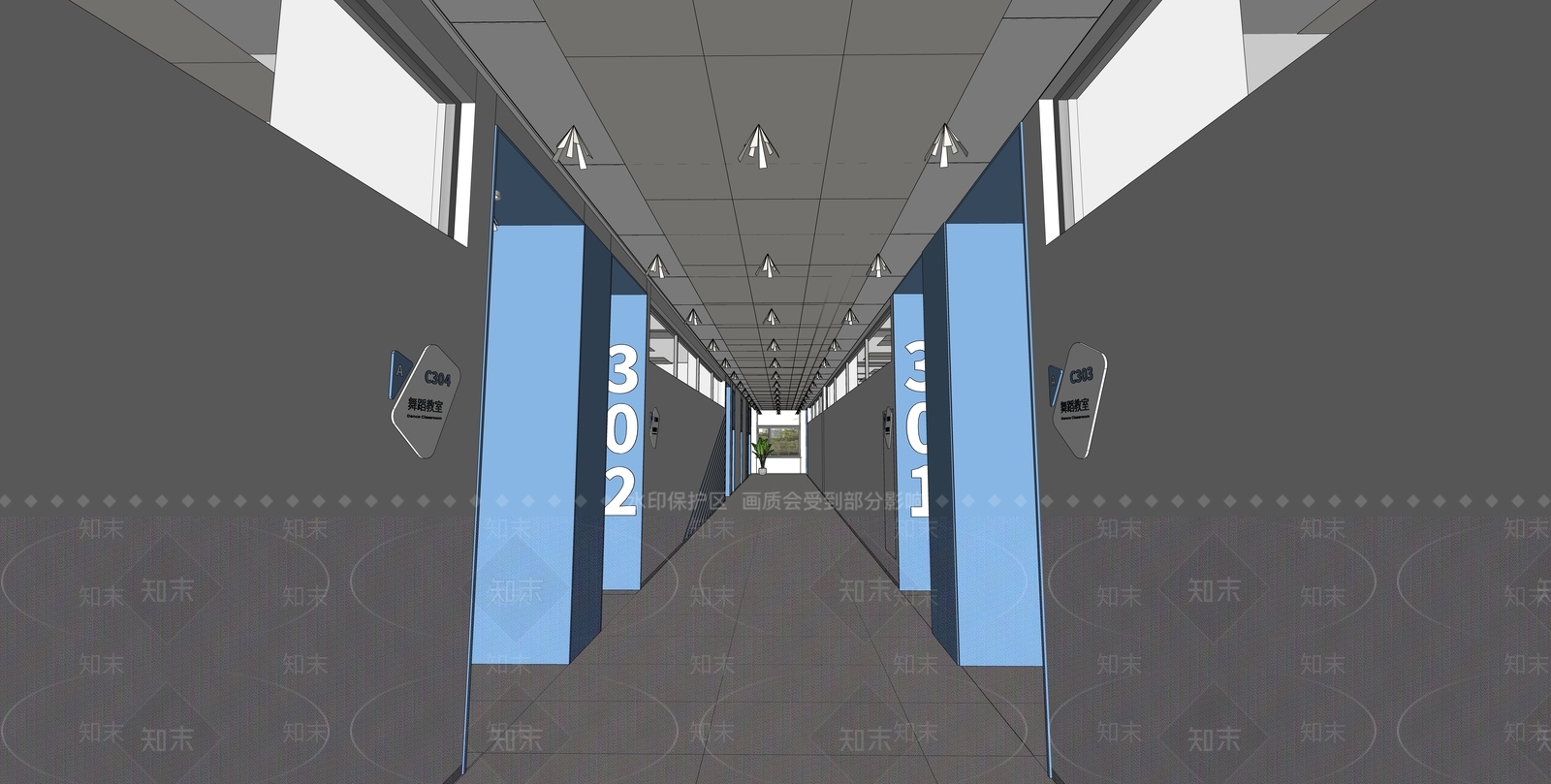 现代简约其他学校空间SU模型下载【ID:1184726609】