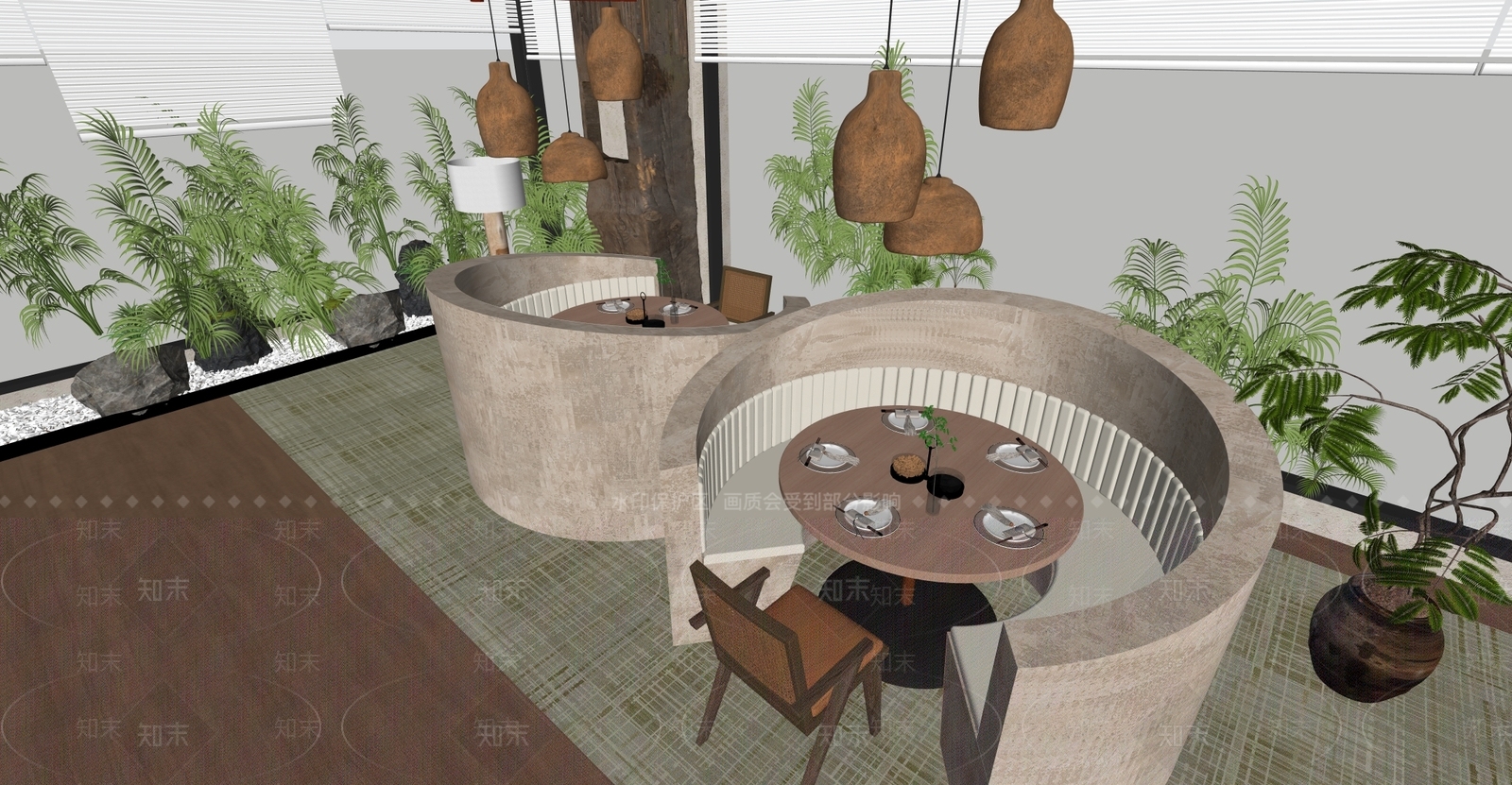 侘寂新中式包厢SU模型下载【ID:1184728975】