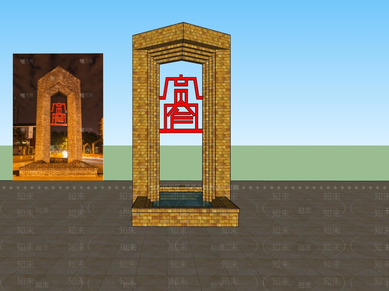 欧式复古牌坊牌楼SU模型下载【ID:1184728007】
