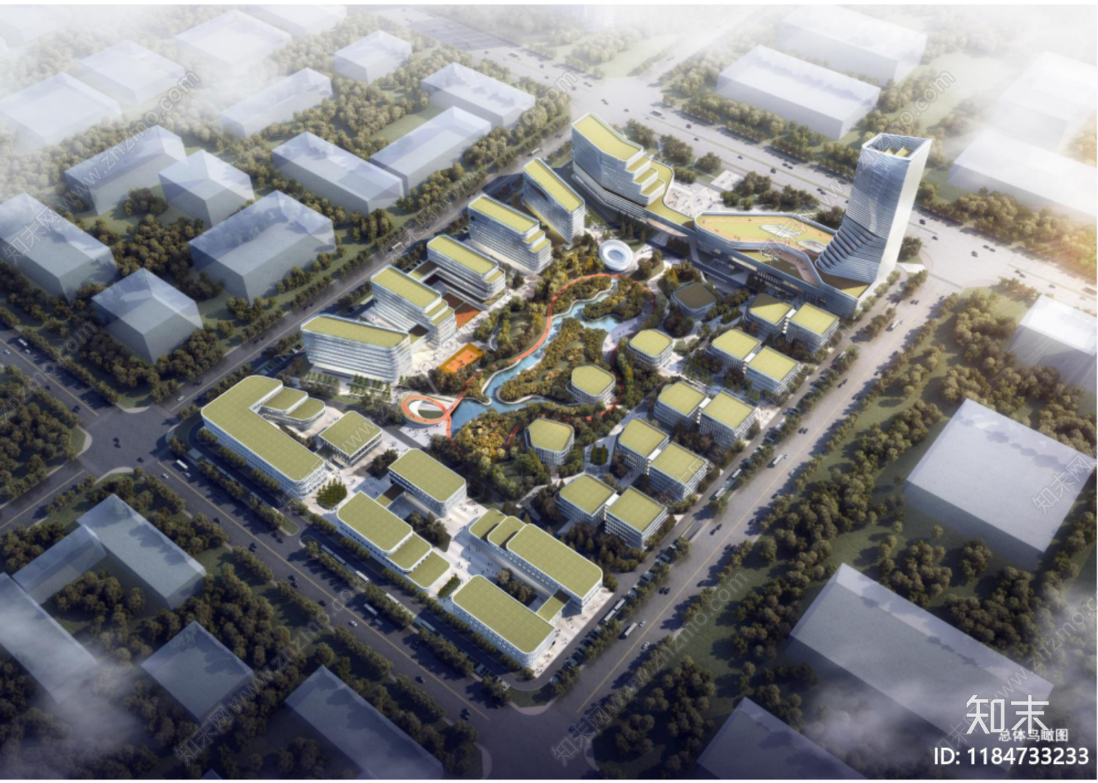 现代产业园建筑施工图下载【ID:1184733233】