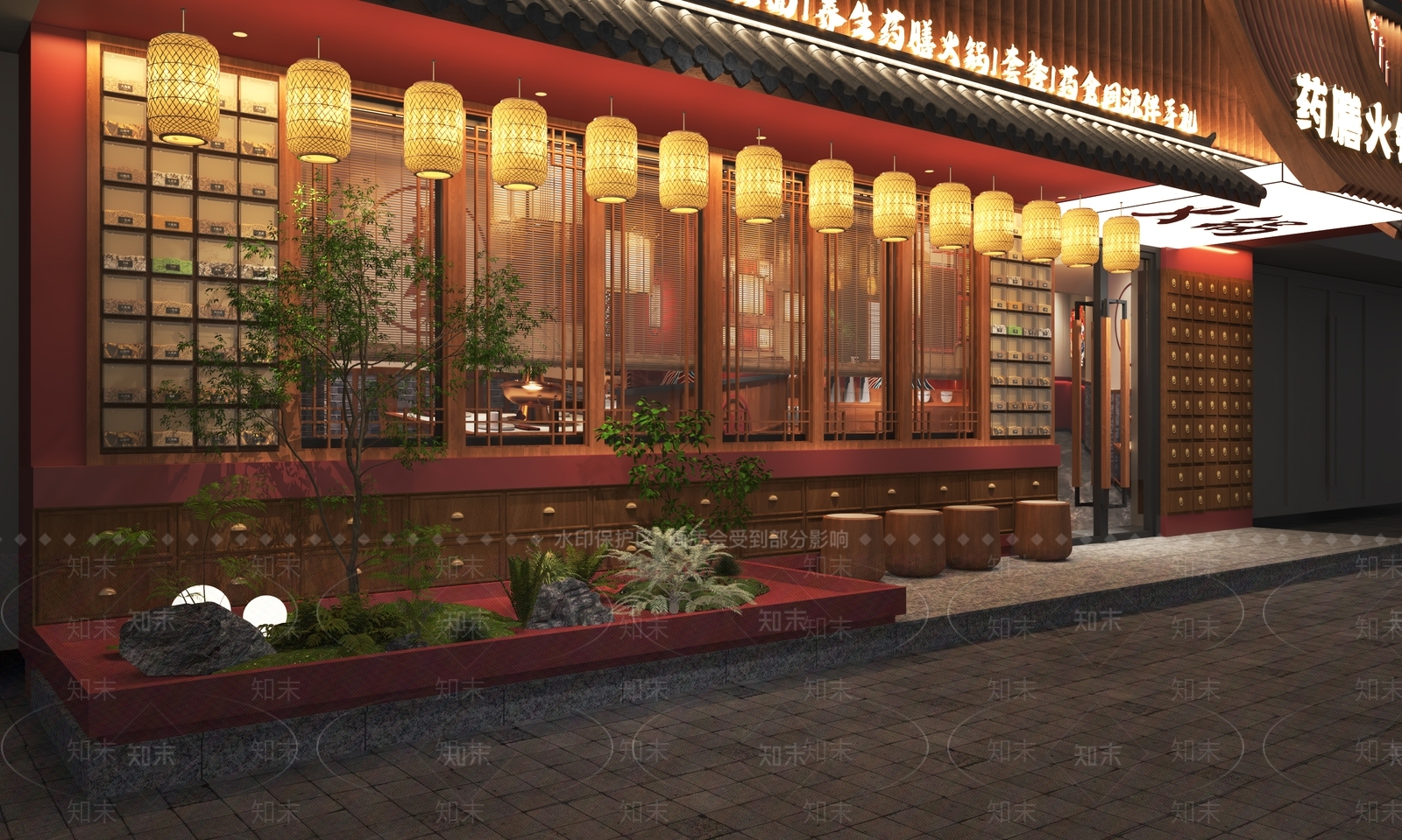 新中式火锅店3D模型下载【ID:1184740898】