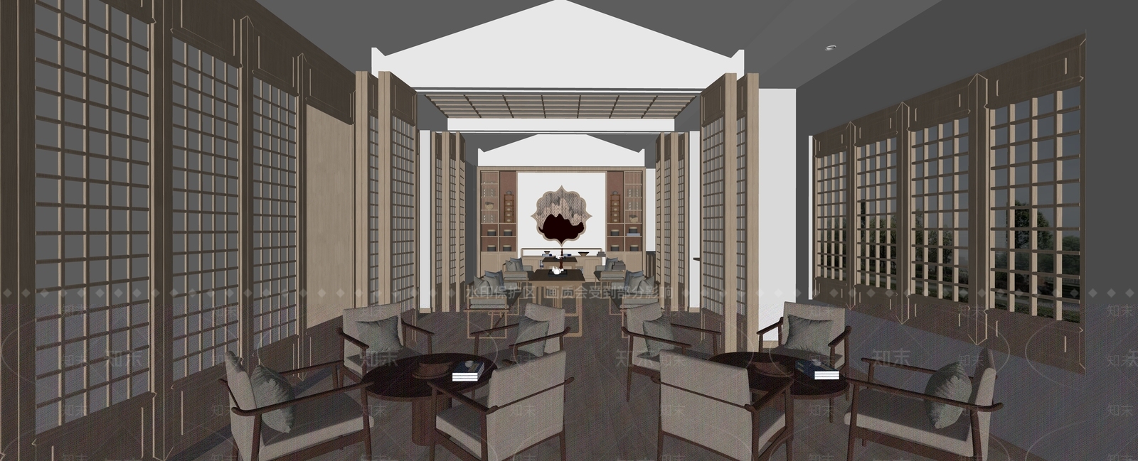 新中式其他店铺SU模型下载【ID:1184741352】