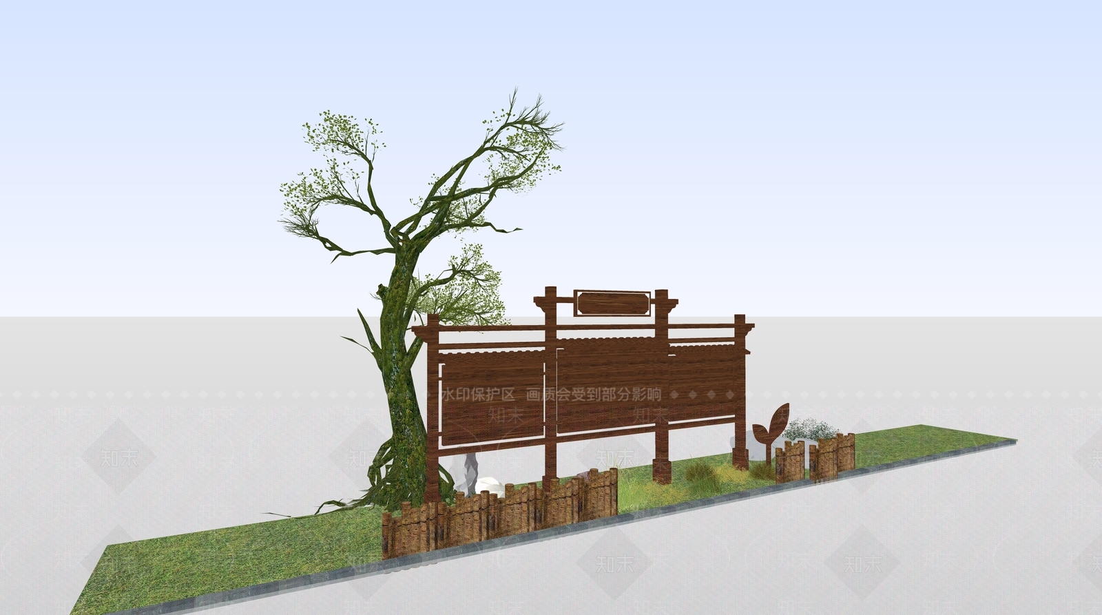 现代新中式牌坊牌楼SU模型下载【ID:1184747797】