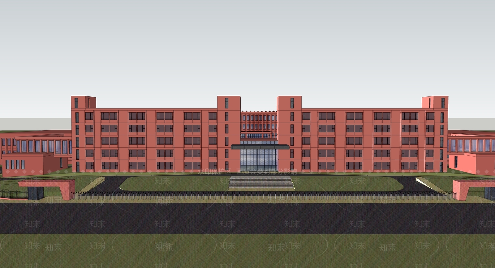 现代新中式学校建筑SU模型下载【ID:1184747512】