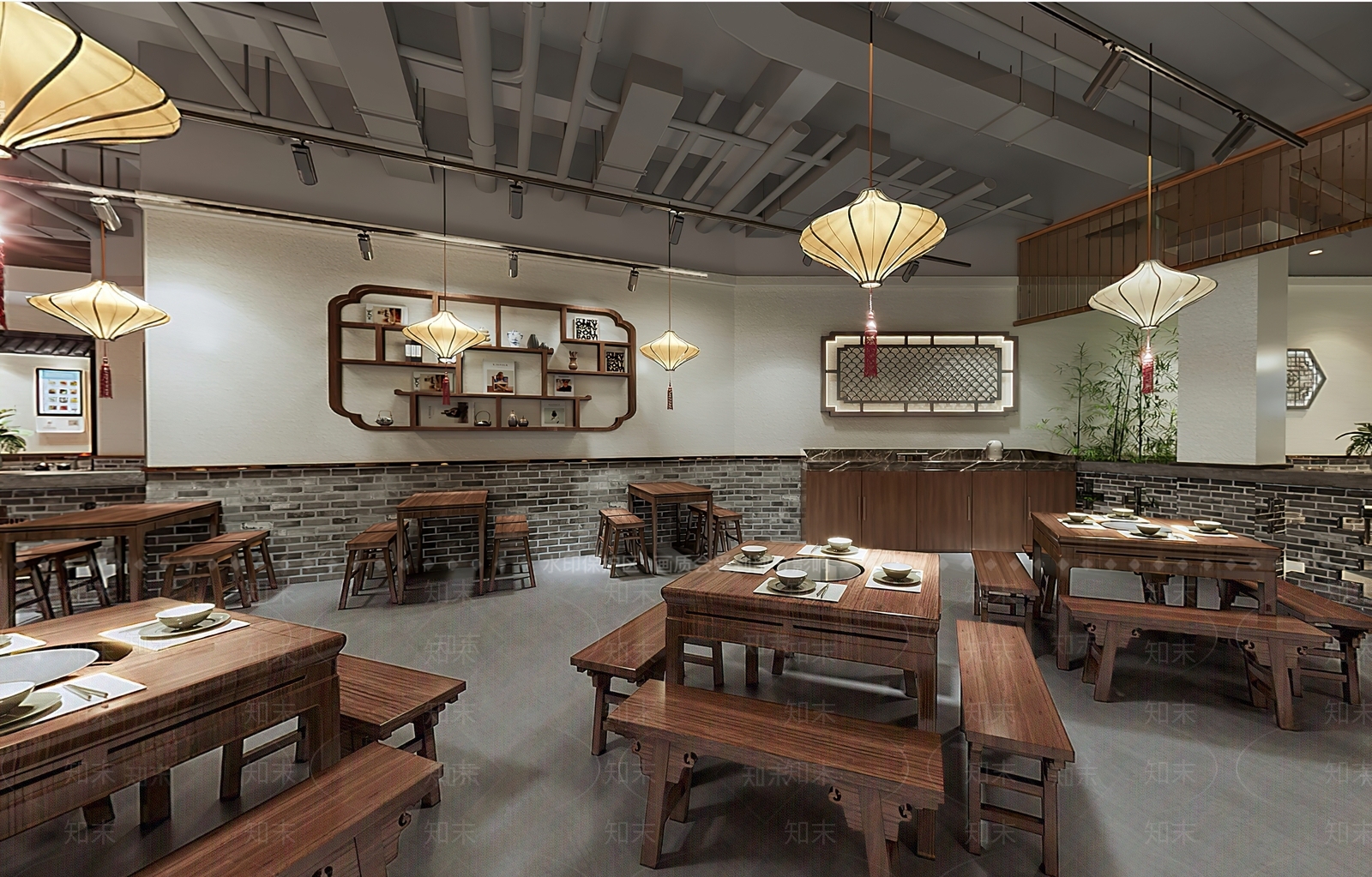 新中式中餐厅3D模型下载【ID:1184748512】