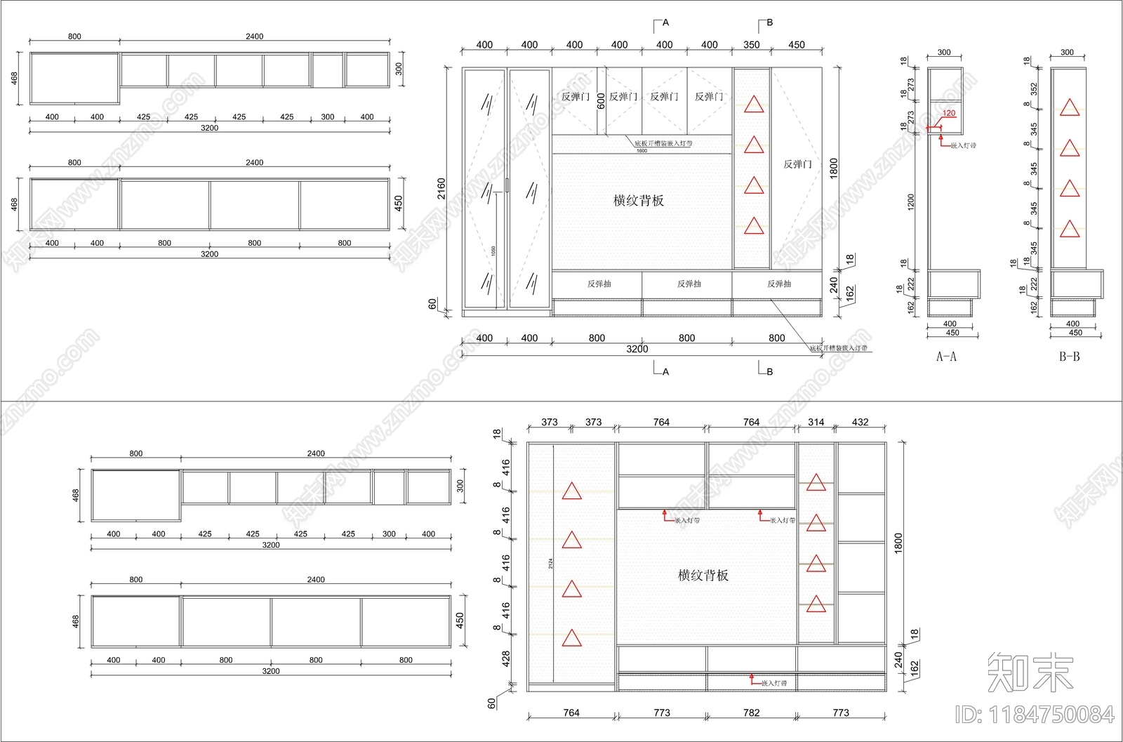 现代轻奢柜子cad施工图下载【ID:1184750084】