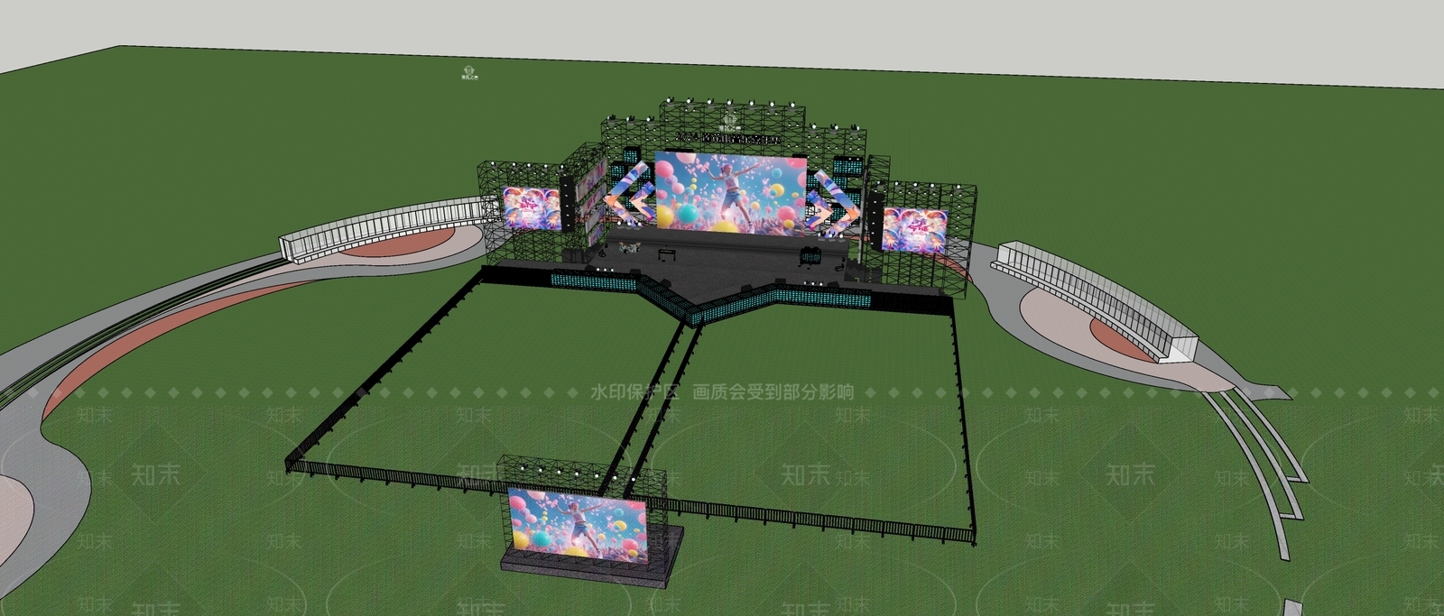 现代简约舞台SU模型下载【ID:1184750777】