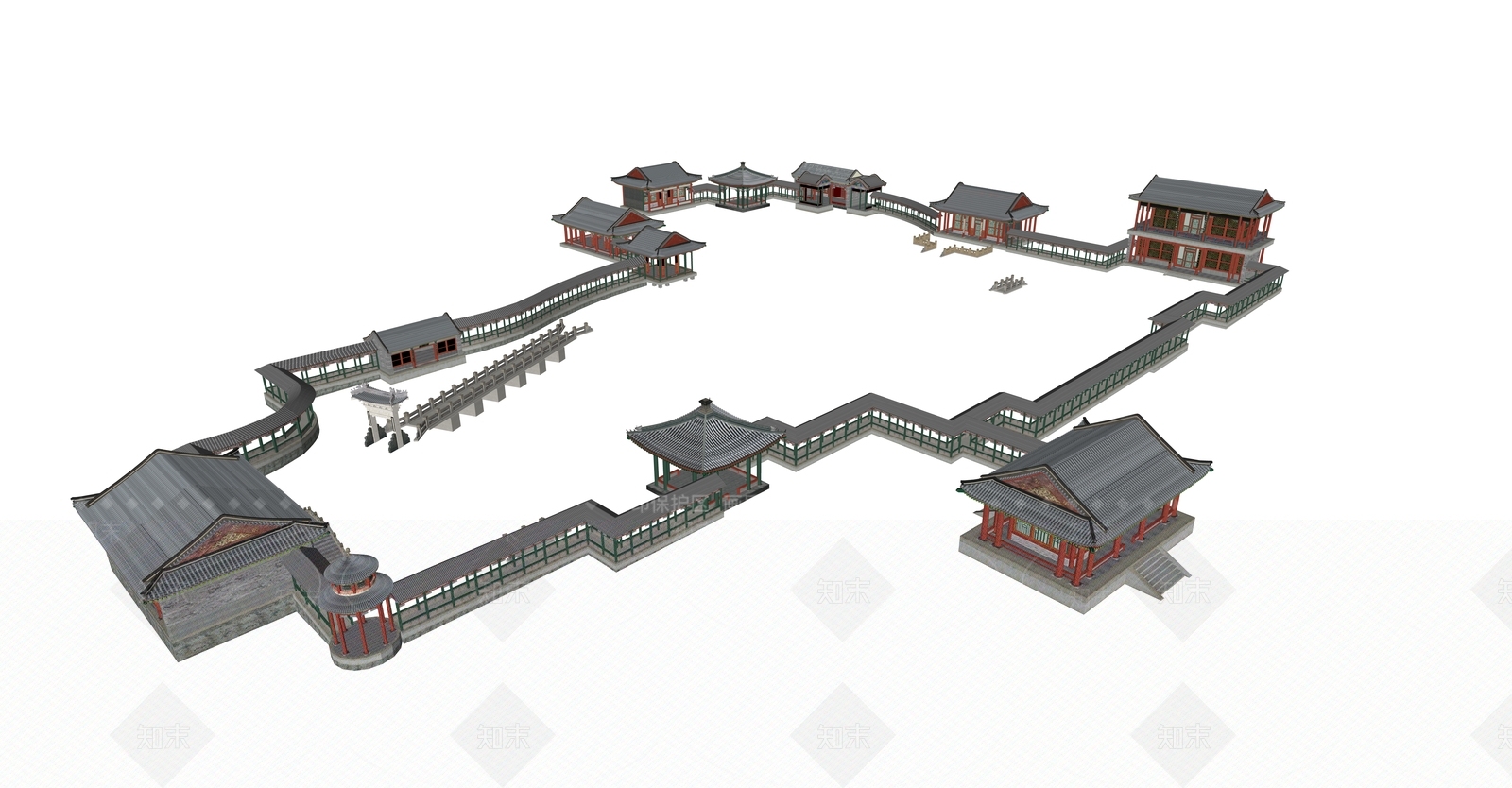 中式古建筑SU模型下载【ID:1184754974】