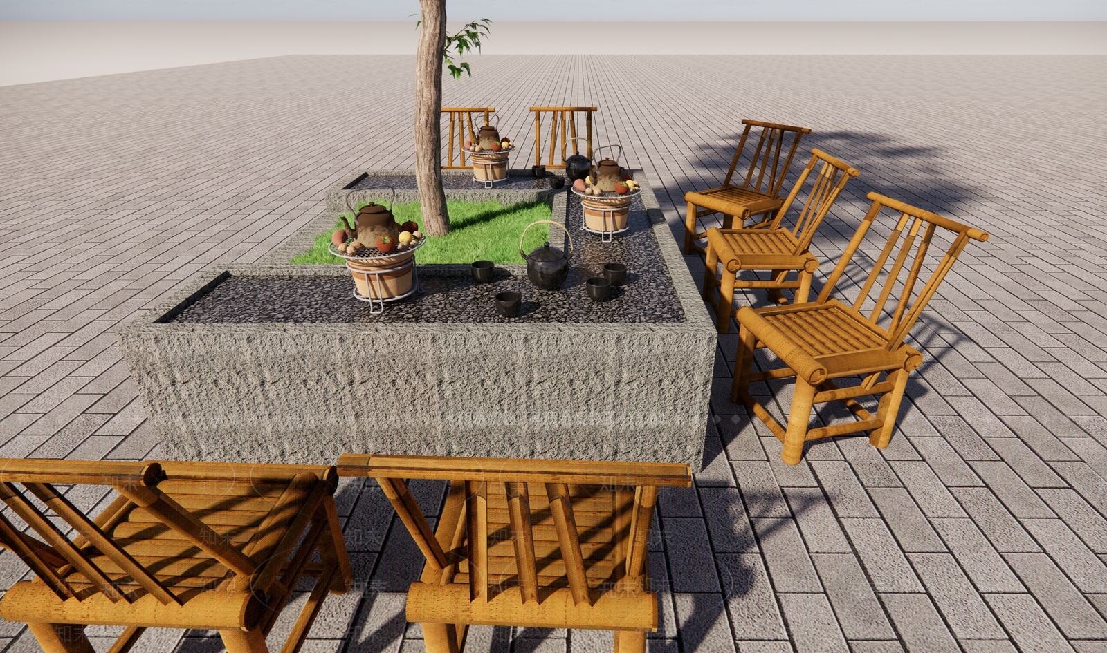 新中式中式其他户外家具SU模型下载【ID:1184758066】