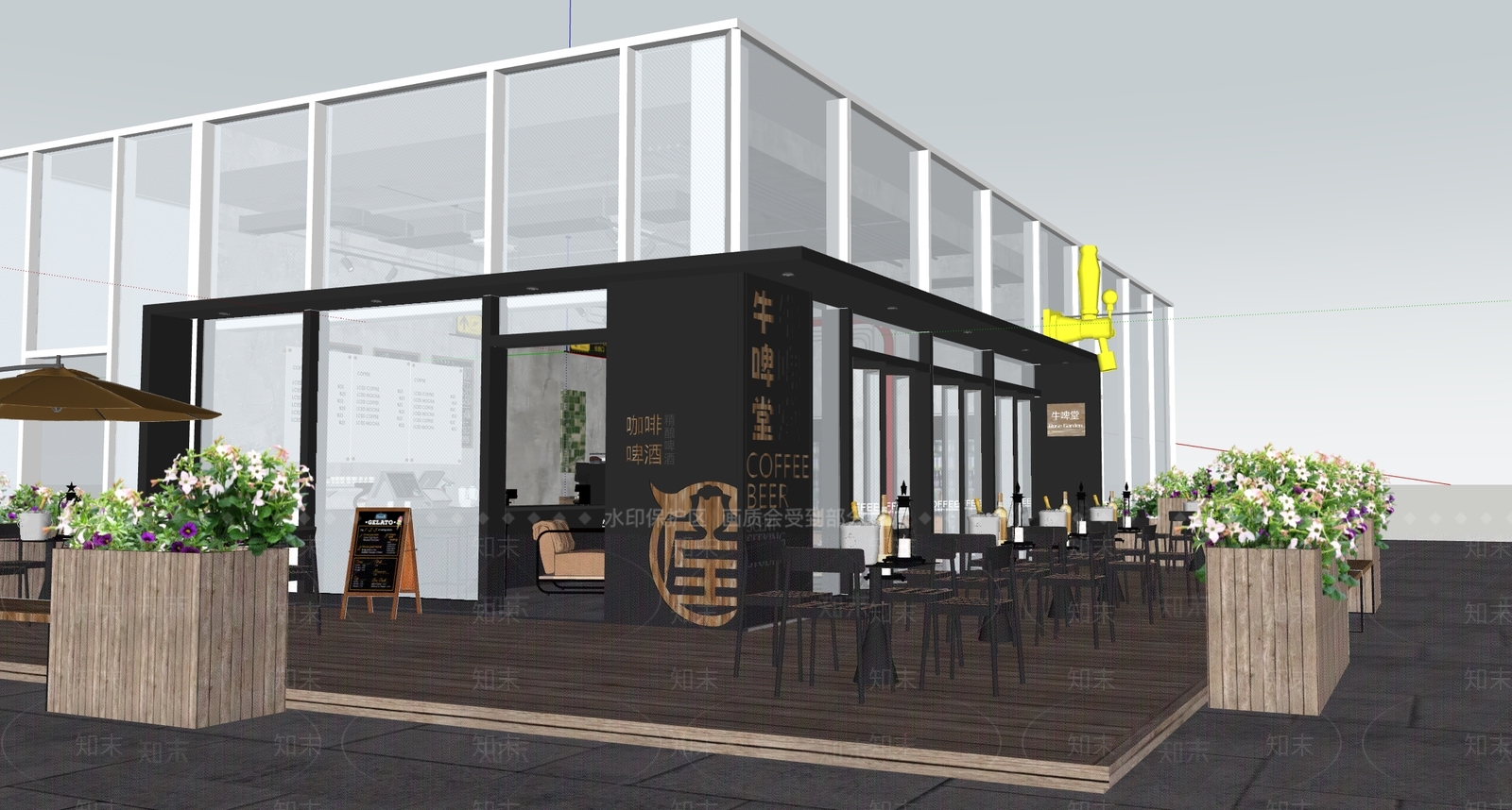 工业咖啡厅SU模型下载【ID:1184758506】