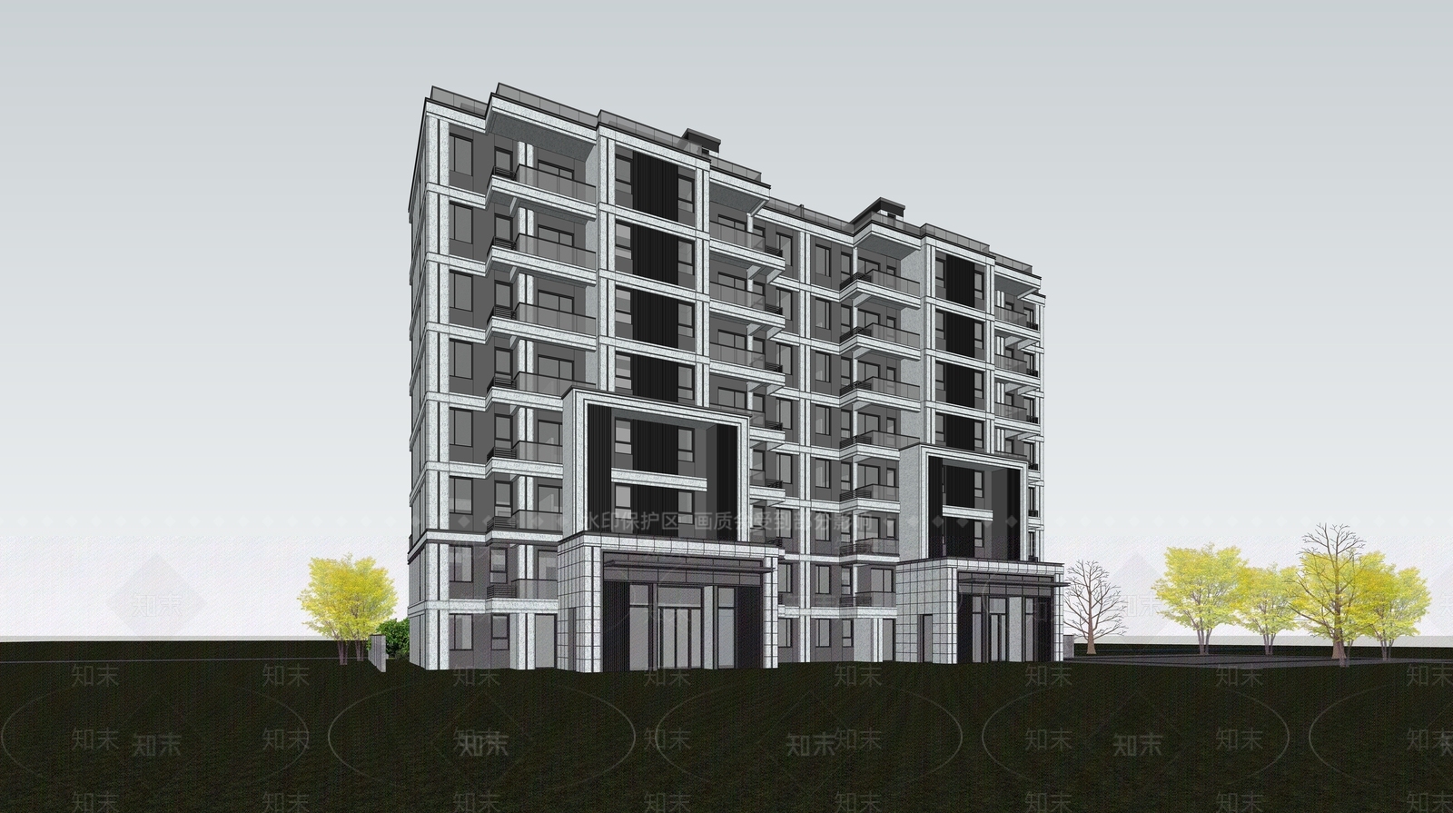 现代多层住宅SU模型下载【ID:1184759283】