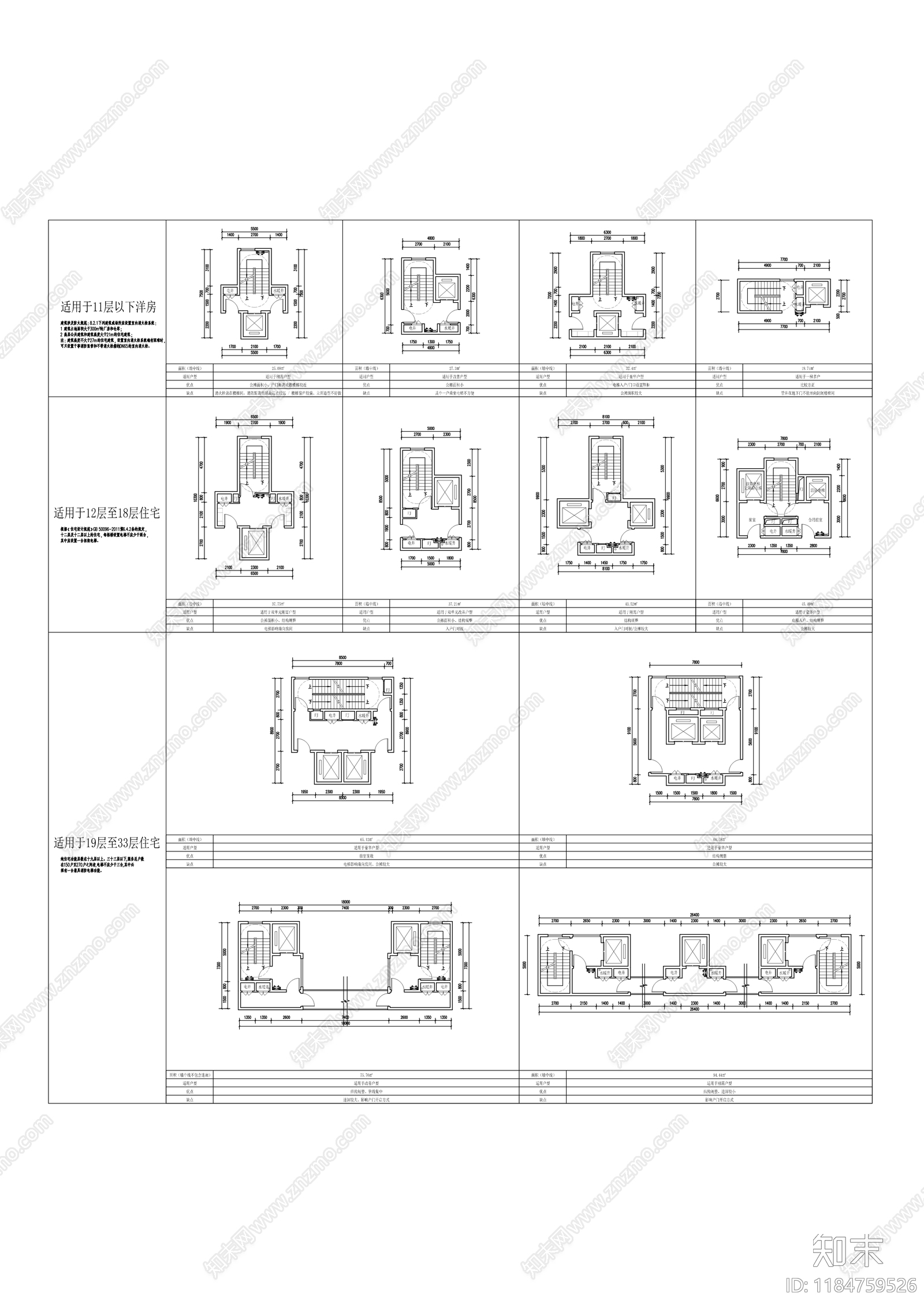 住宅楼建筑cad施工图下载【ID:1184759526】
