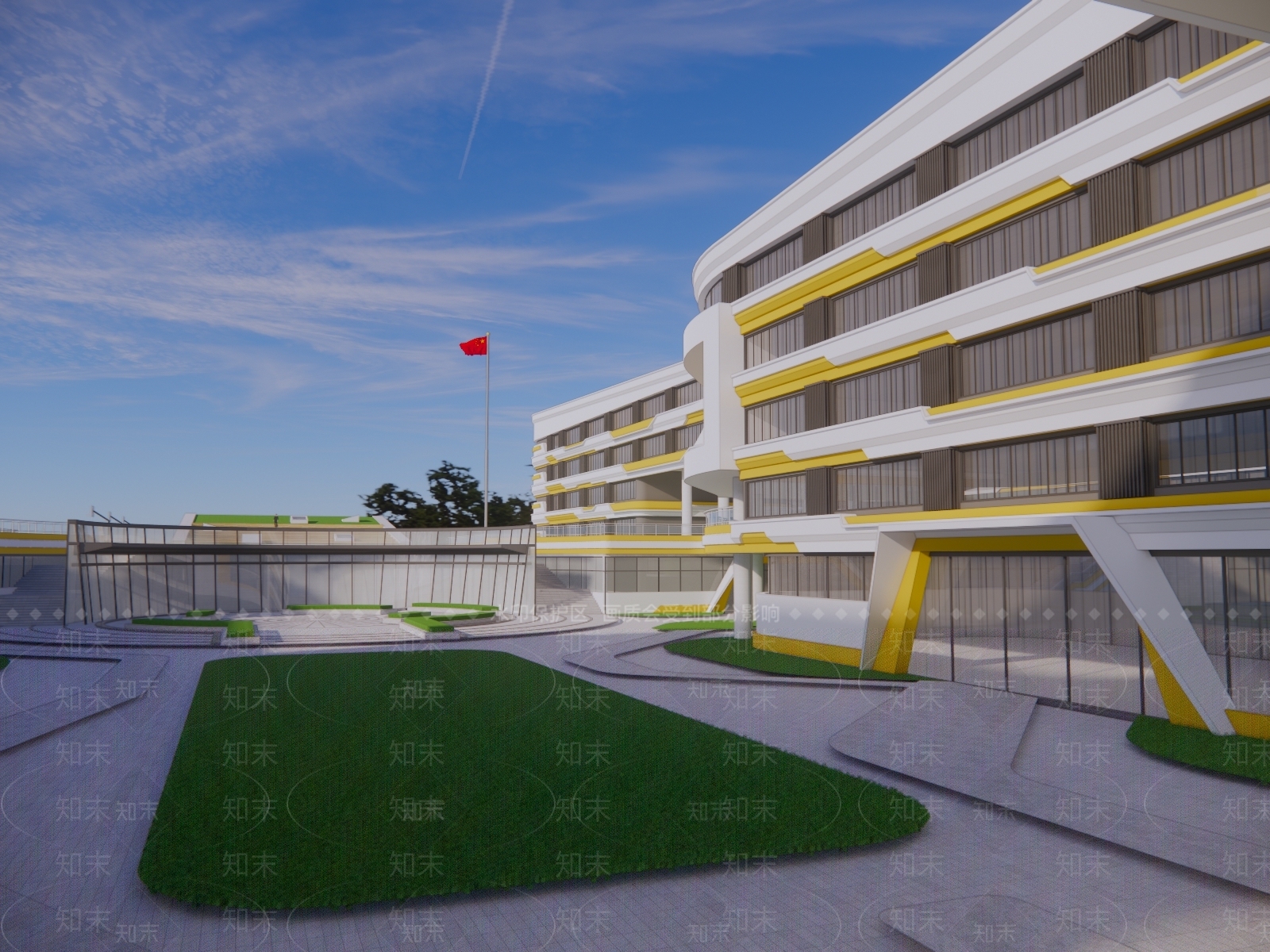 现代学校建筑SU模型下载【ID:1184759613】