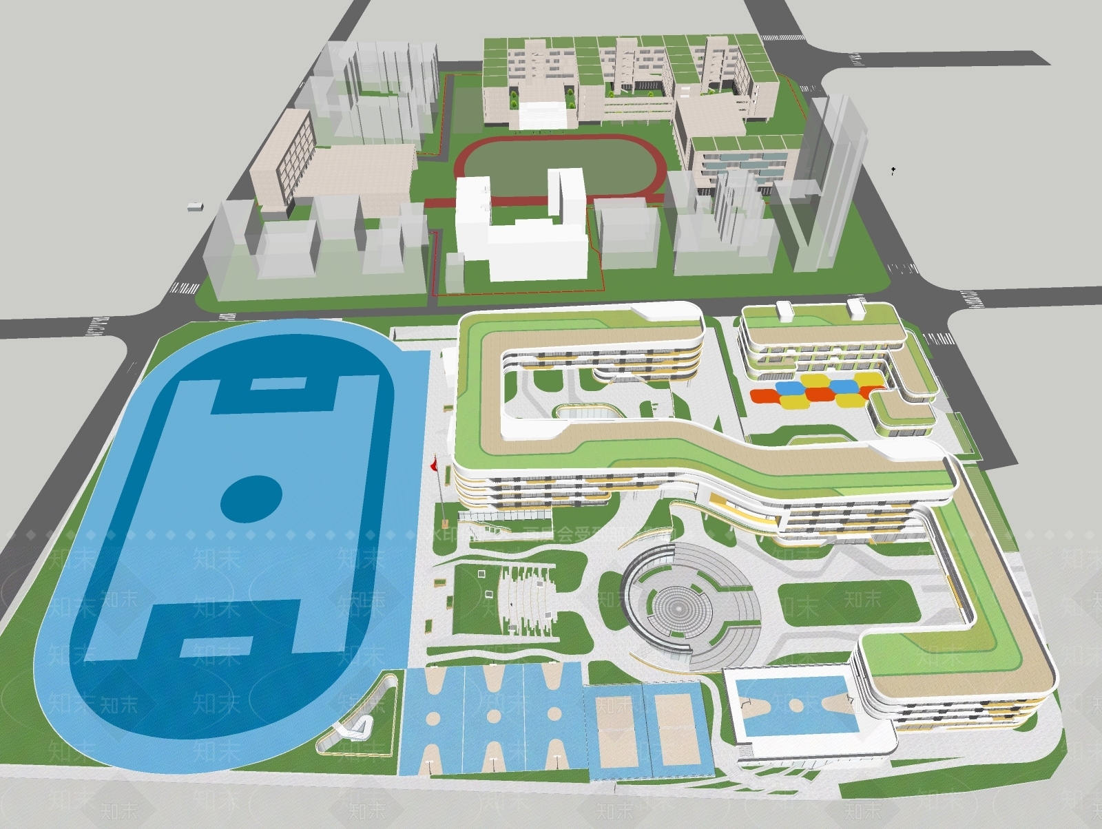 现代学校建筑SU模型下载【ID:1184759613】