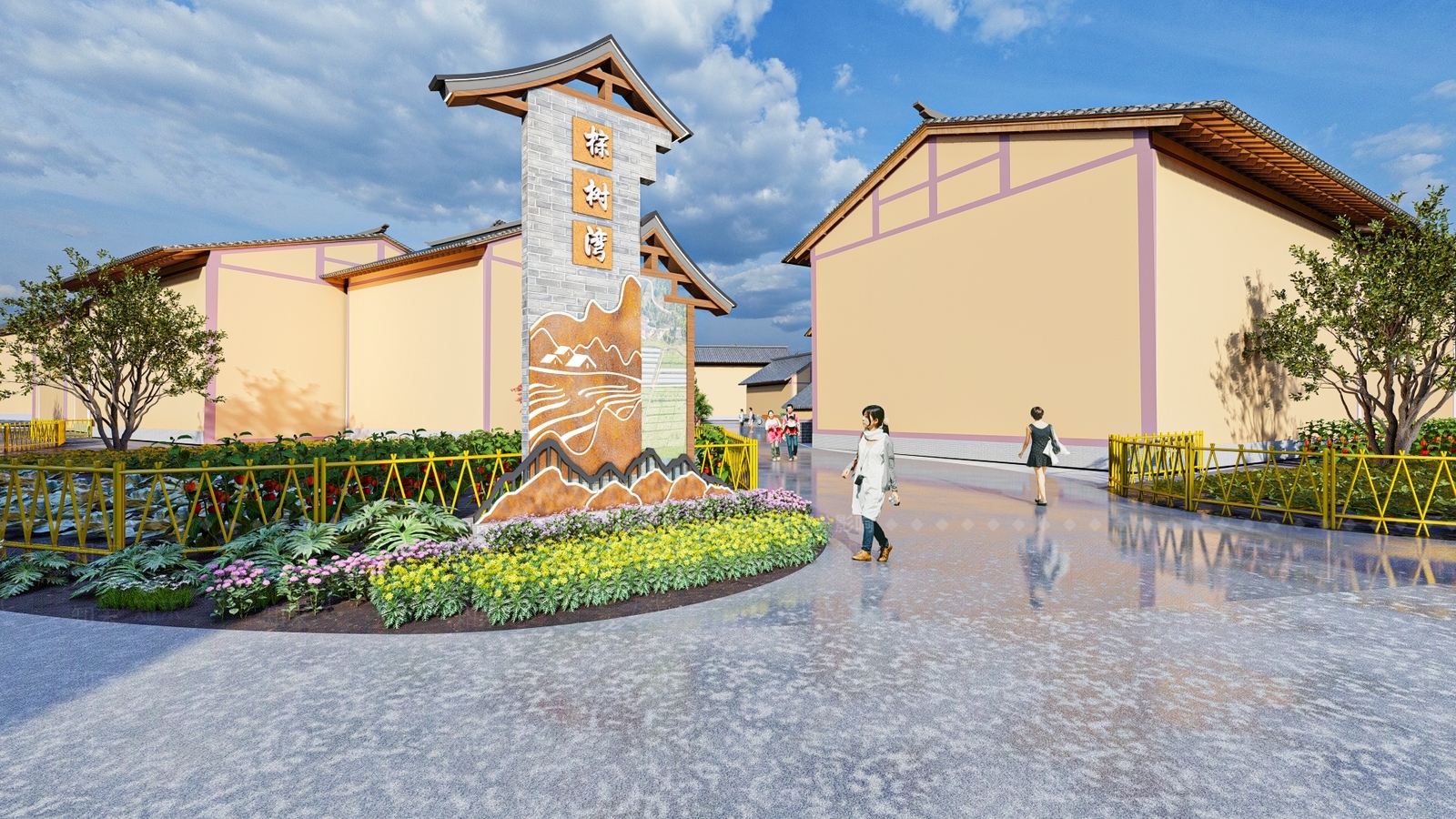 中式新中式景墙SU模型下载【ID:1184759702】
