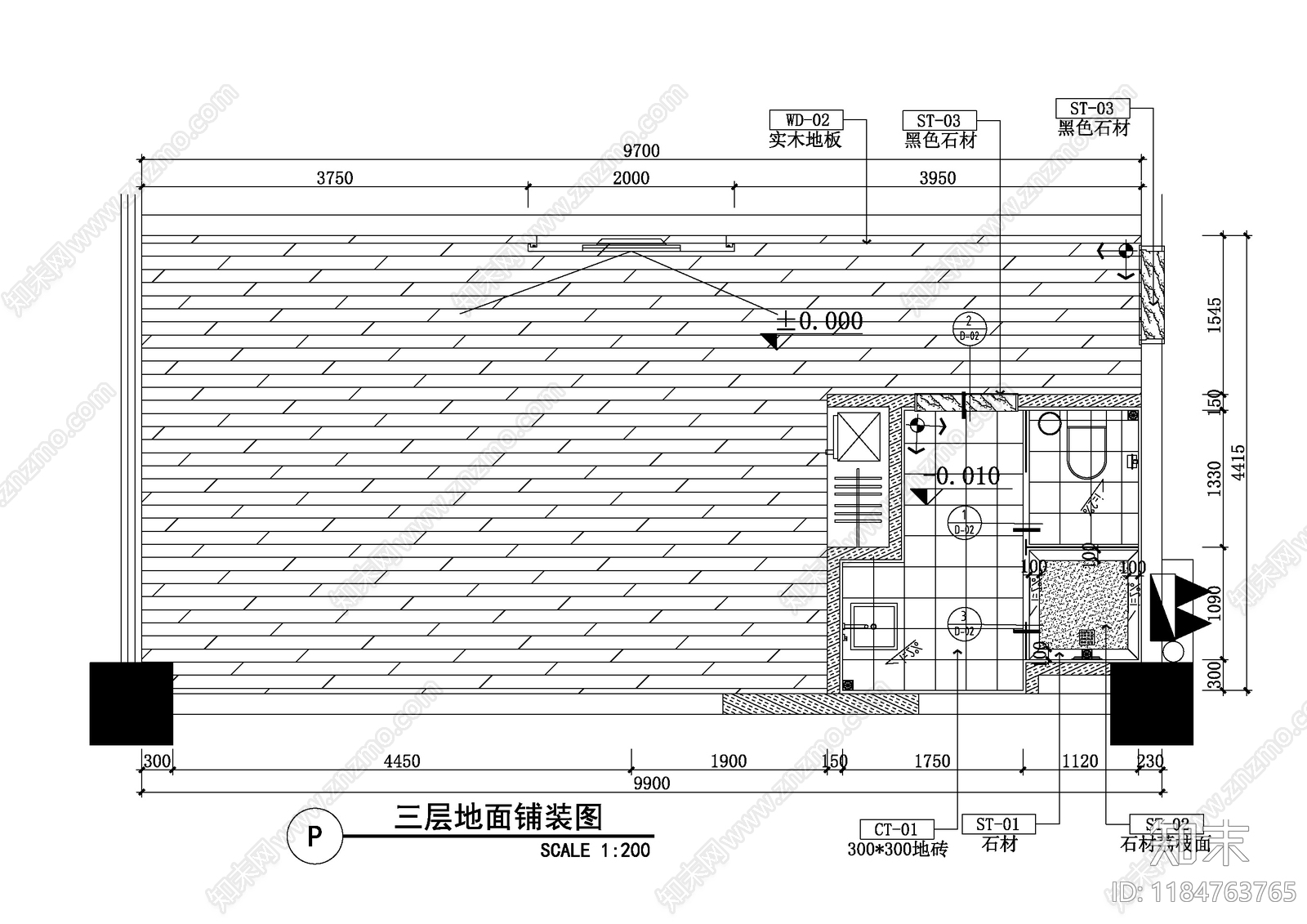 新中式中式酒店建筑施工图下载【ID:1184763765】