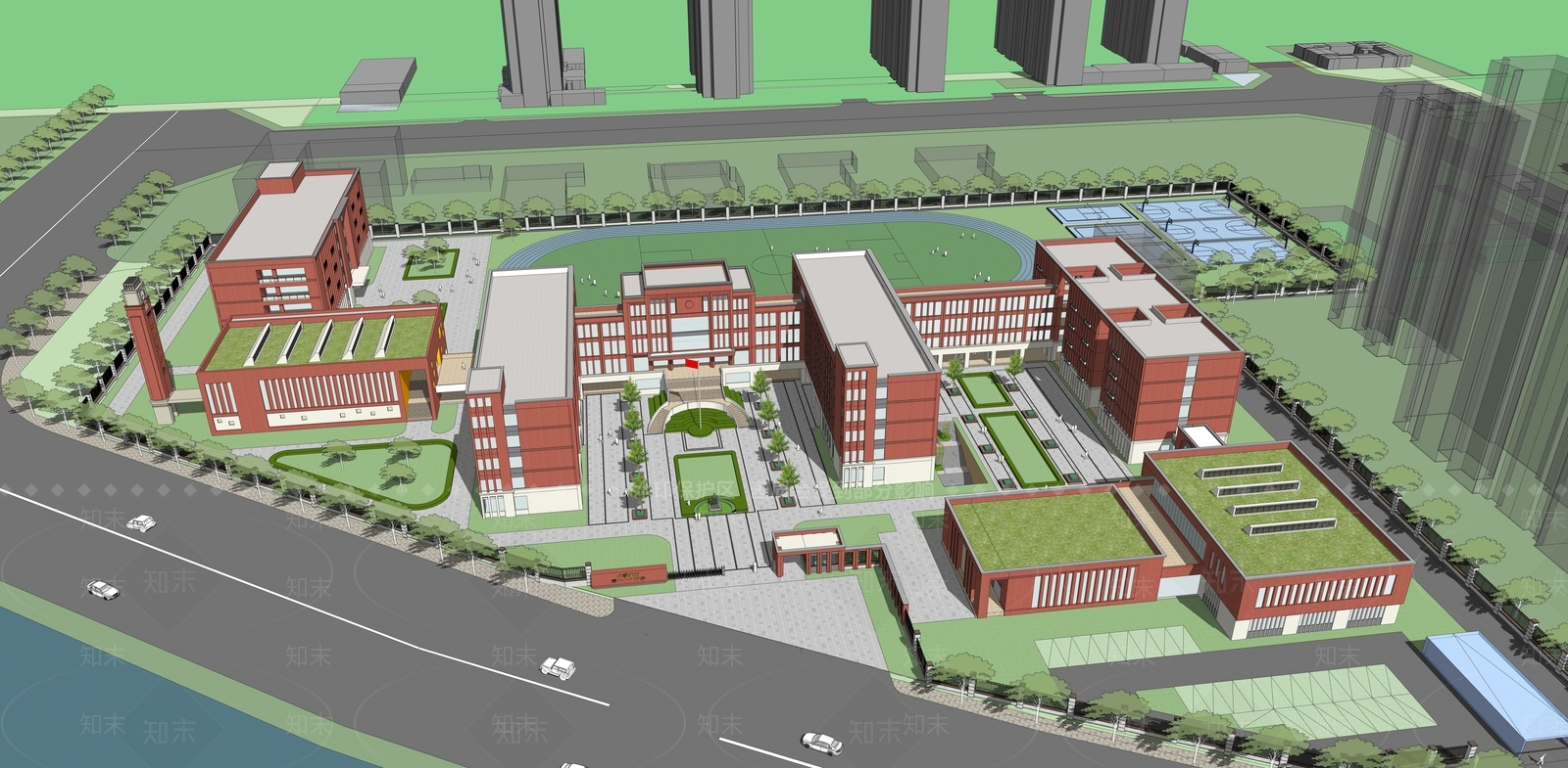 现代学校建筑SU模型下载【ID:1184763439】