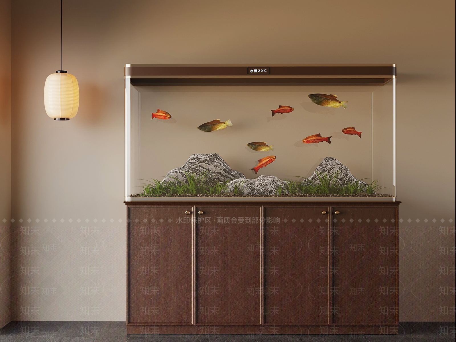 新中式鱼缸3D模型下载【ID:1184771701】