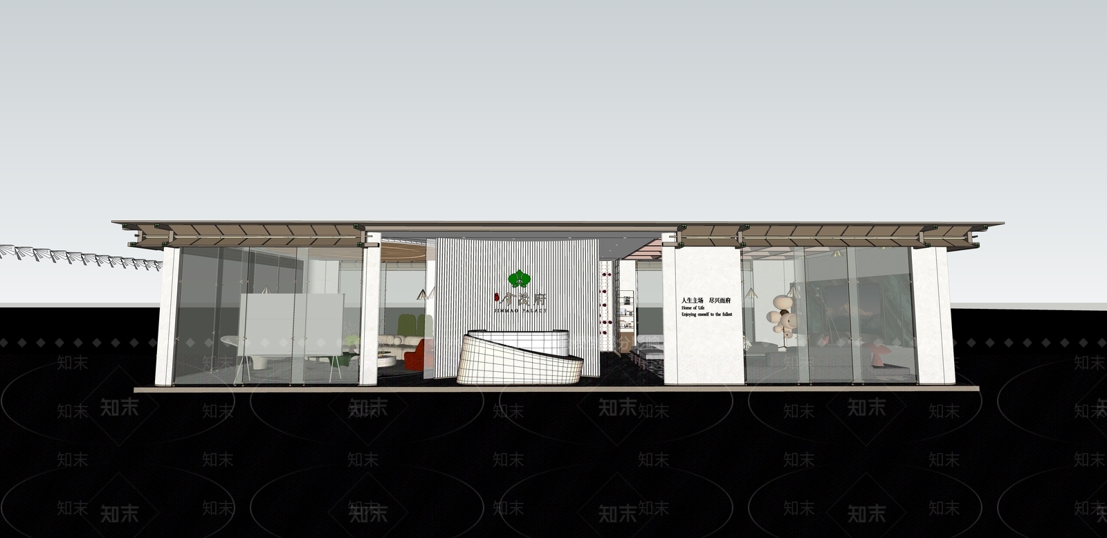 现代轻奢商业展厅SU模型下载【ID:1184778629】