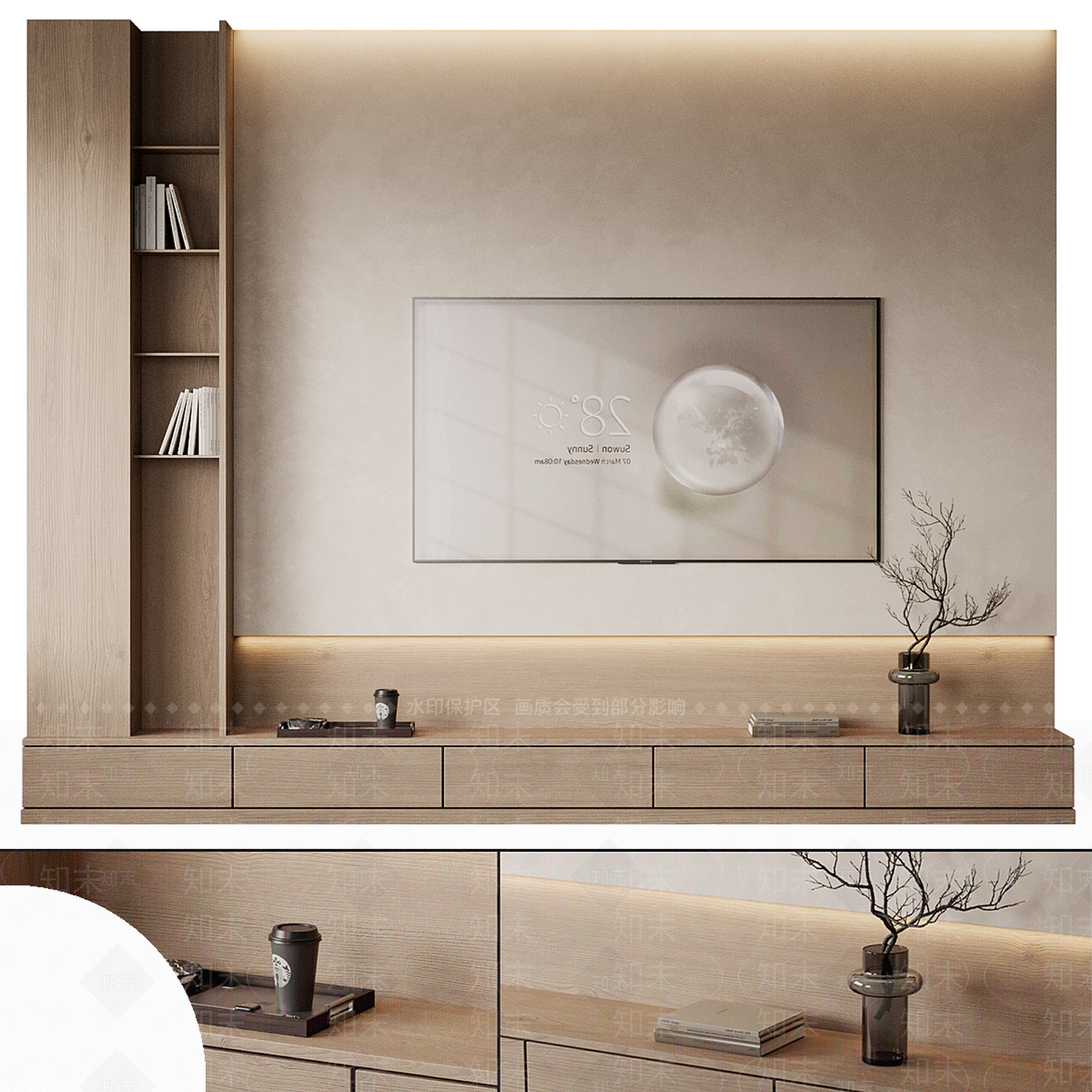 新中式原木电视柜3D模型下载【ID:1184783278】
