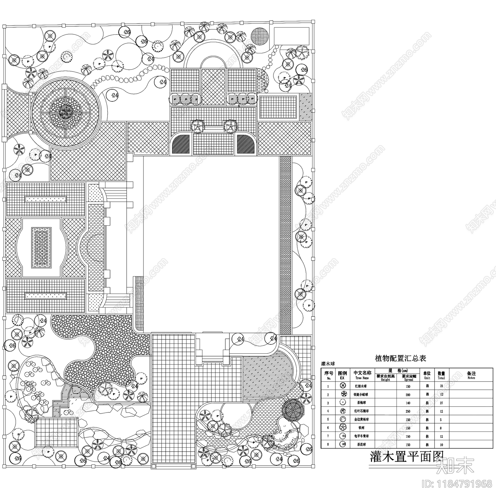 现代庭院cad施工图下载【ID:1184791968】