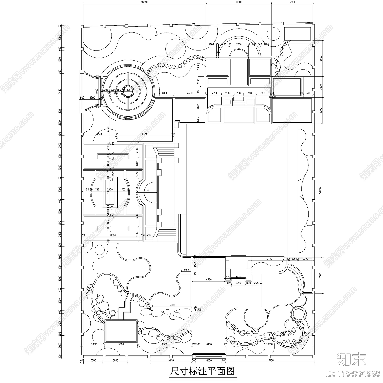 现代庭院cad施工图下载【ID:1184791968】