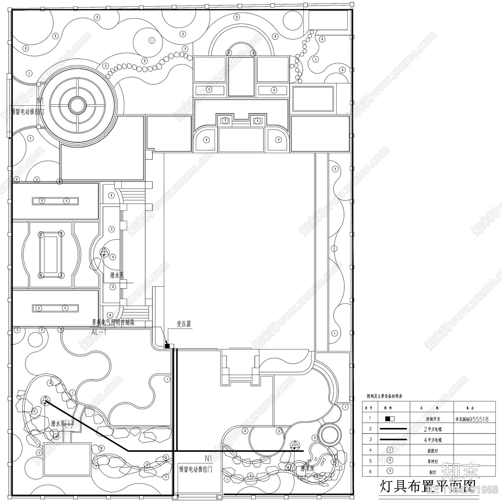现代庭院cad施工图下载【ID:1184791968】