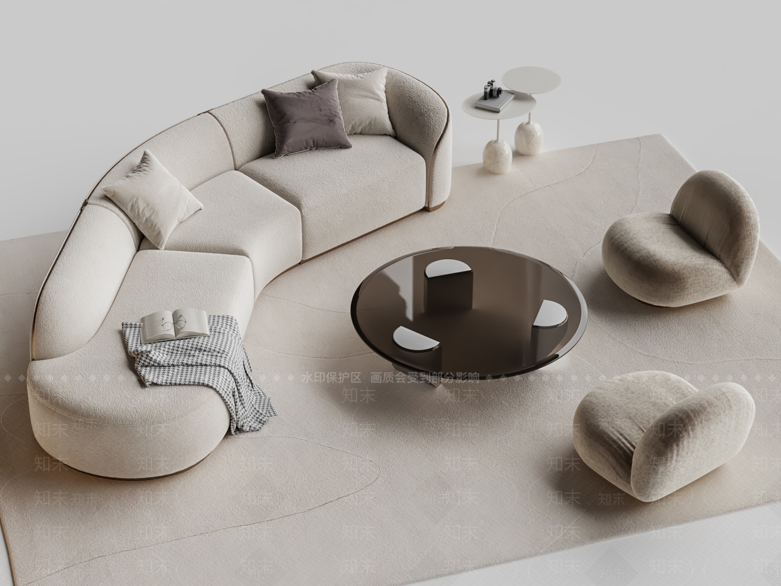 现代简约沙发组合SU模型下载【ID:1184792629】
